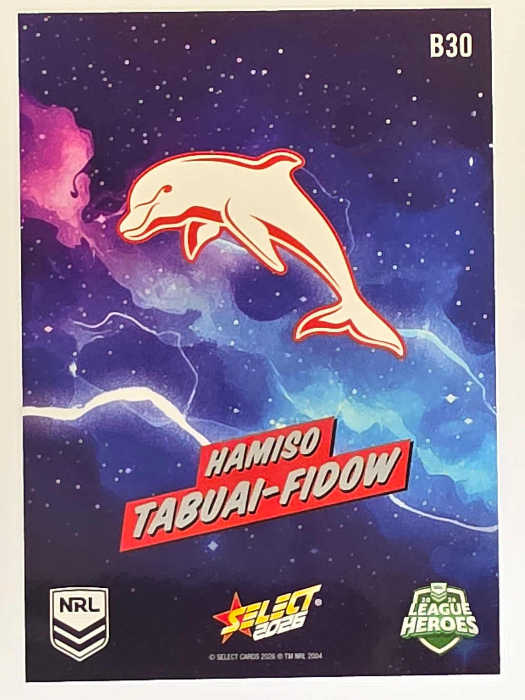 NRL 2026 League Heroes | Bang | #B30 | Hamiso Tabuai-Fidow | Dolphins