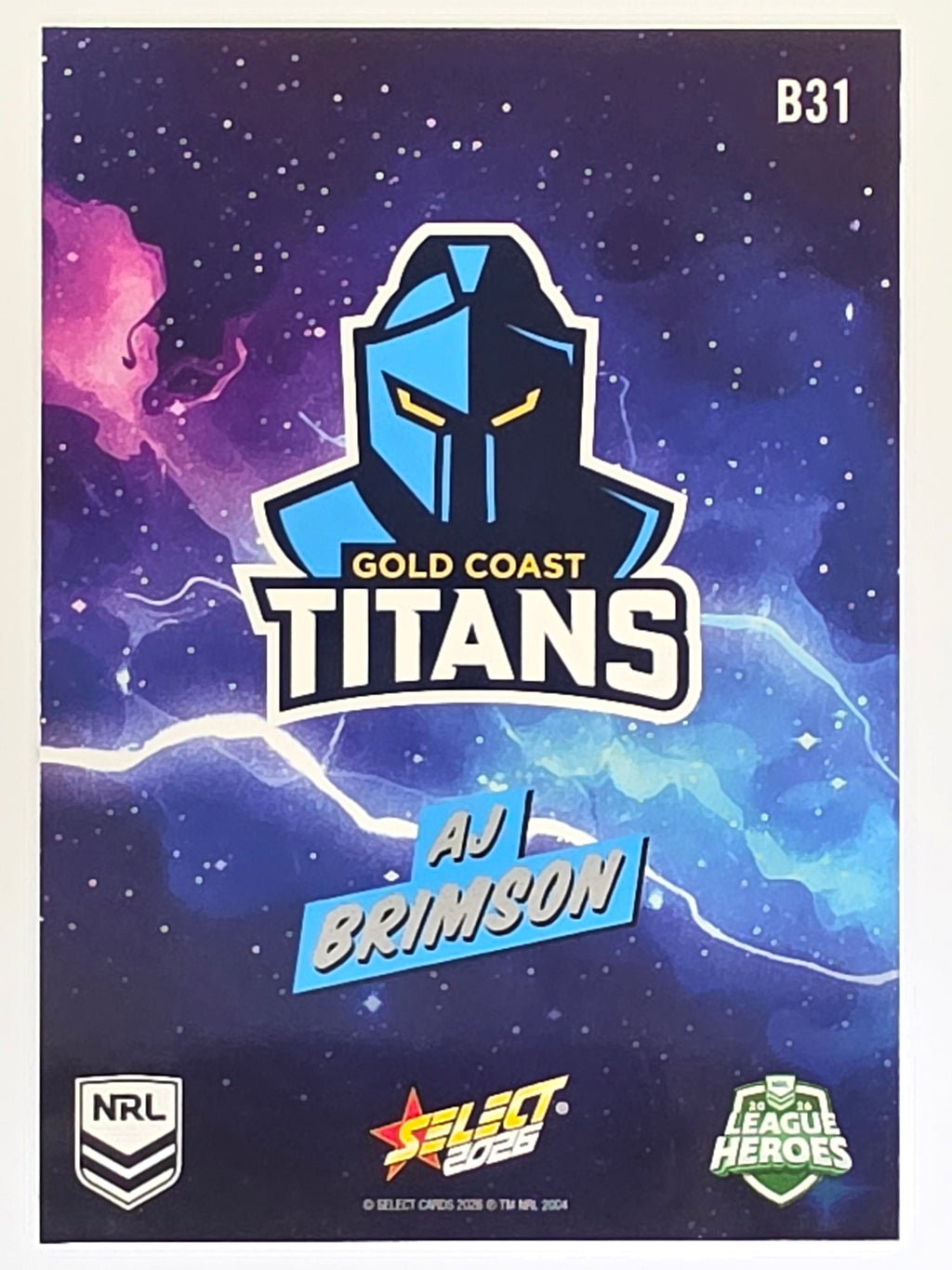 NRL 2026 League Heroes | Bang | #B31 | AJ Brimson | Gold Coast Titans