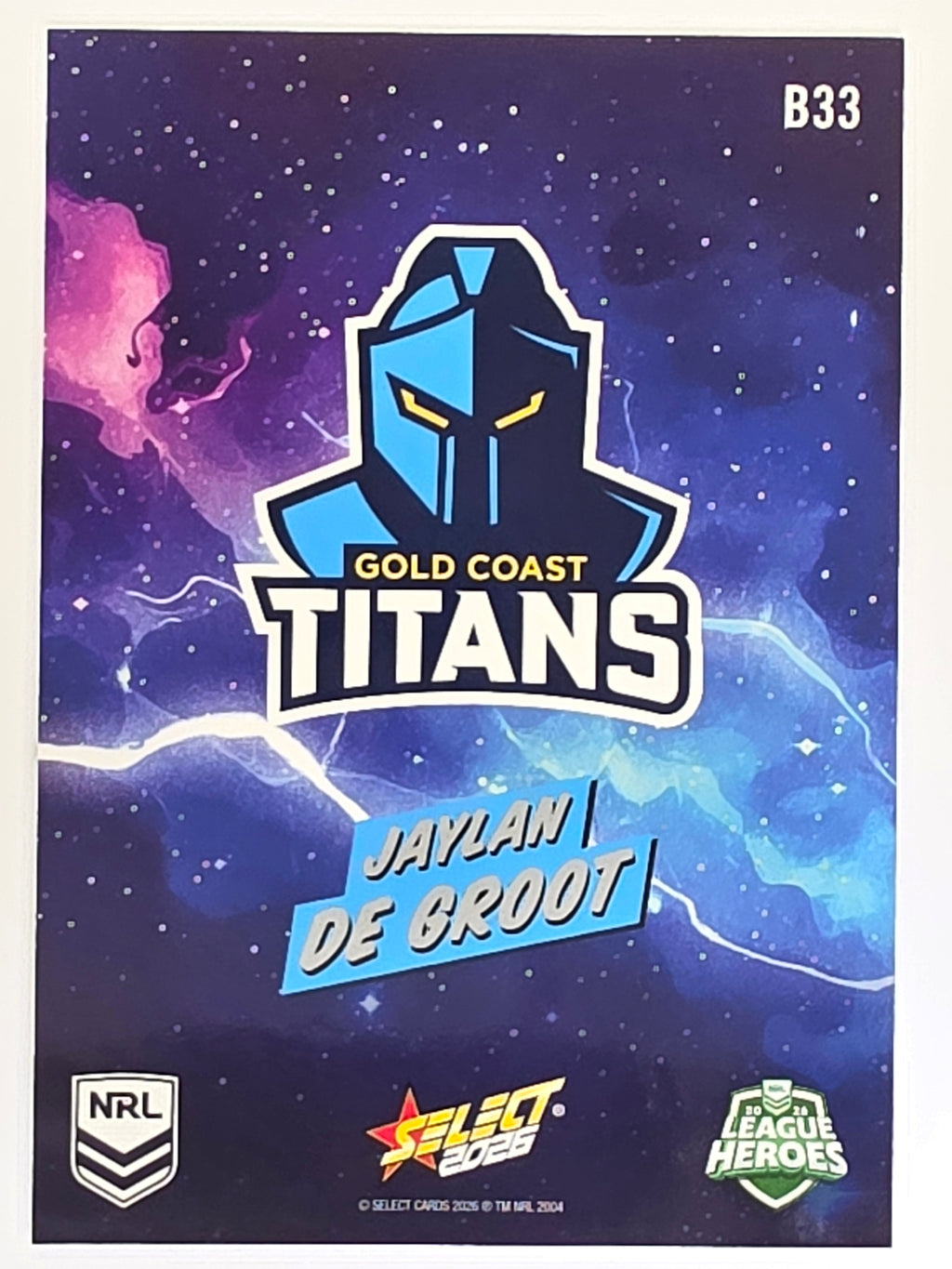 NRL 2026 League Heroes | Bang | #B33 | Jaylan De Groot | Gold Coast Titans