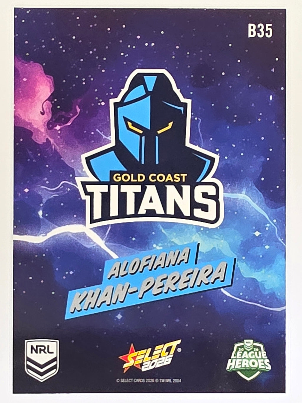 NRL 2026 League Heroes | Bang | #B35 | Alofiana Khan-Pereira | Gold Coast Titans