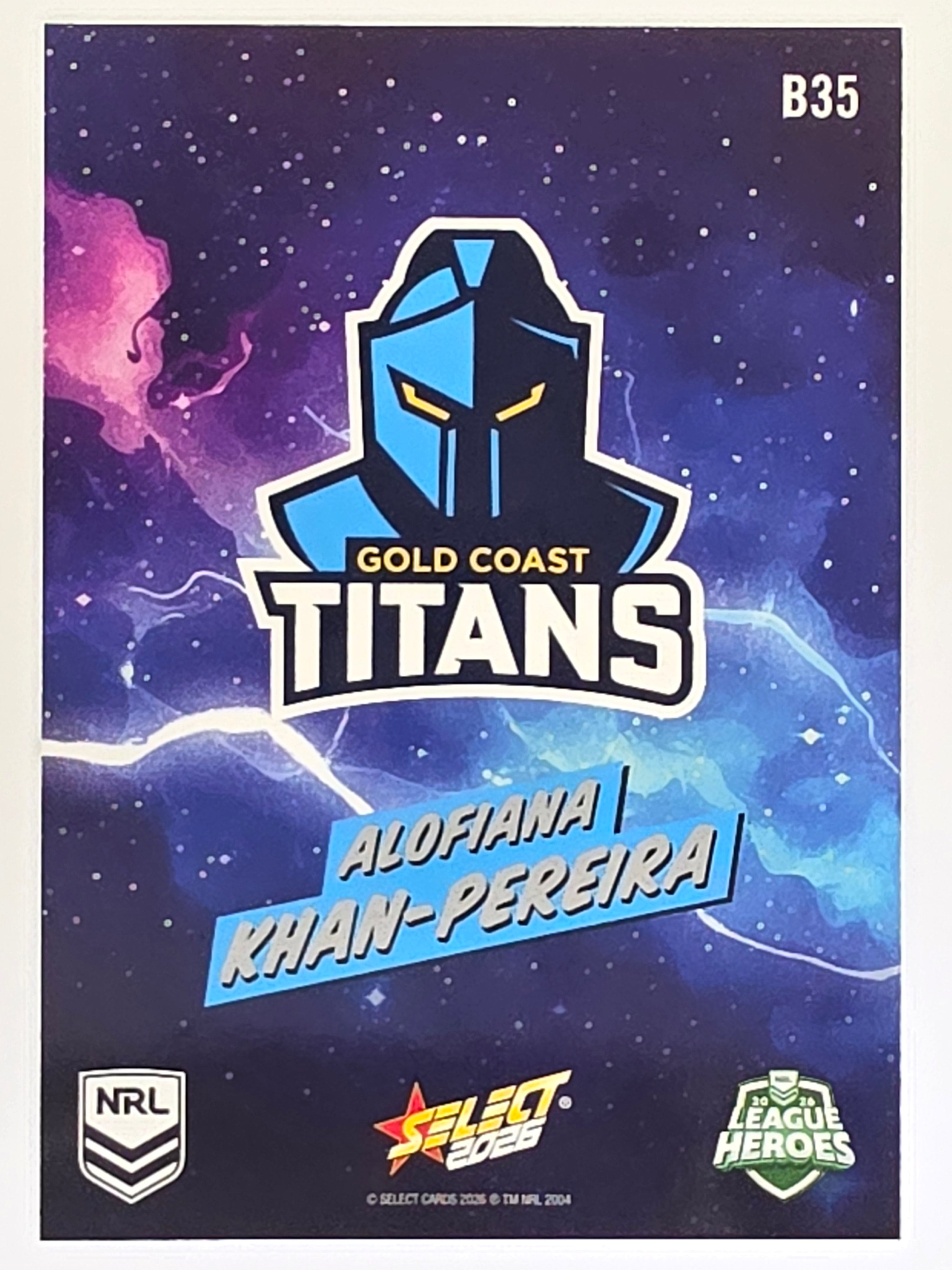 NRL 2026 League Heroes | Bang | #B35 | Alofiana Khan-Pereira | Gold Coast Titans