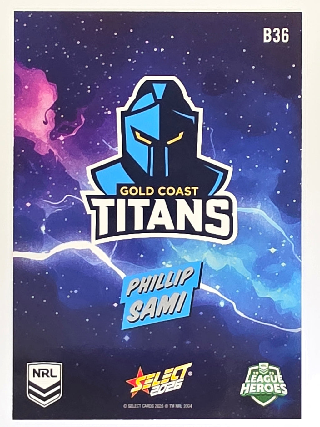 NRL 2026 League Heroes | Bang | #B36 | Phillip Sami | Gold Coast Titans