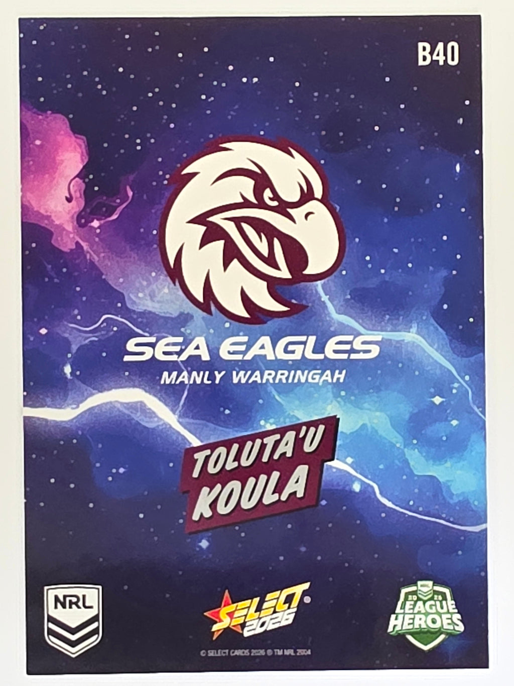 NRL 2026 League Heroes | Bang | #B40 | Toluta’u Koula | Manly Warringah Sea Eagles