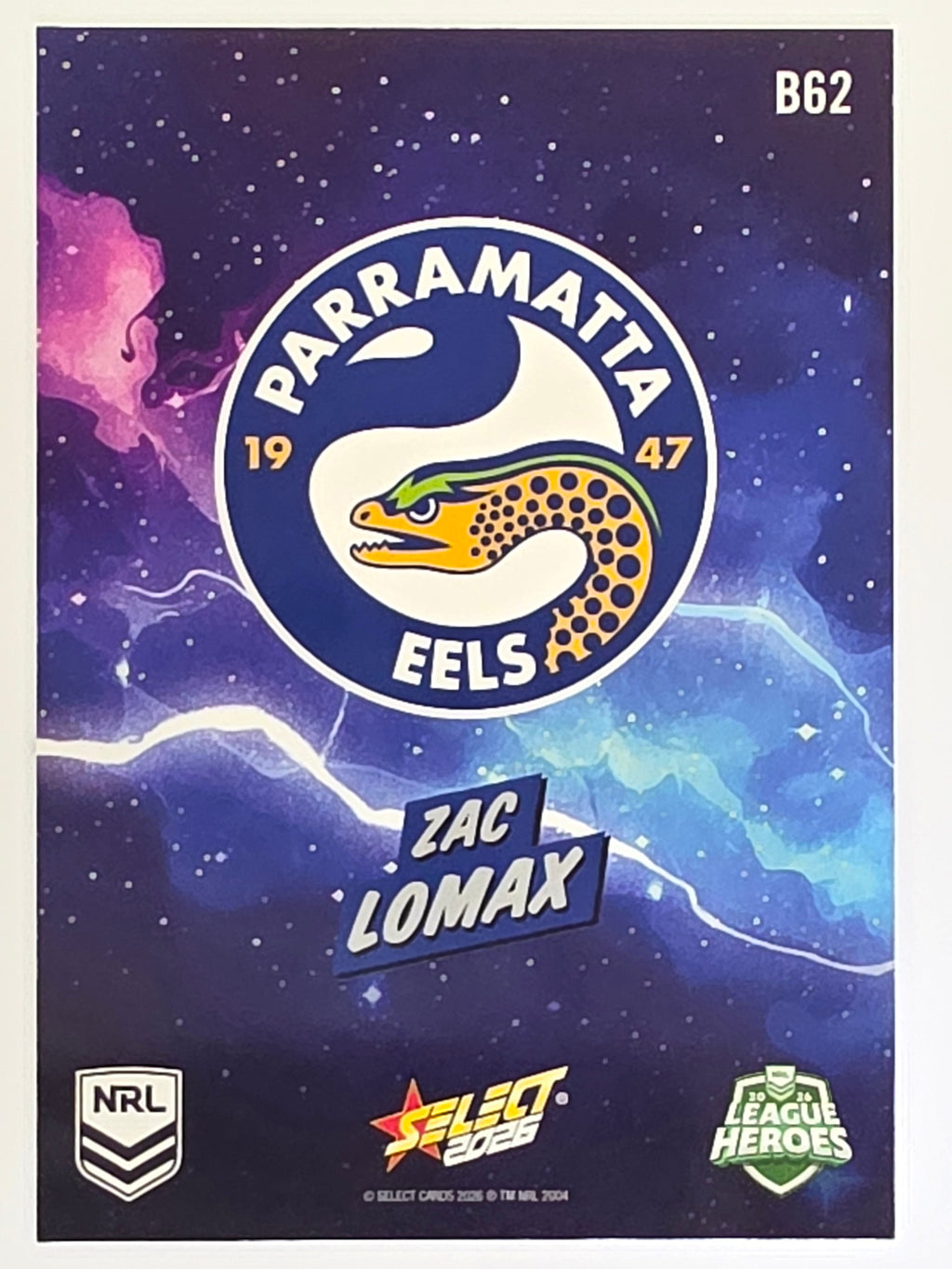 NRL 2026 League Heroes | Bang | #B62 | Zac Lomax | Parramatta Eels