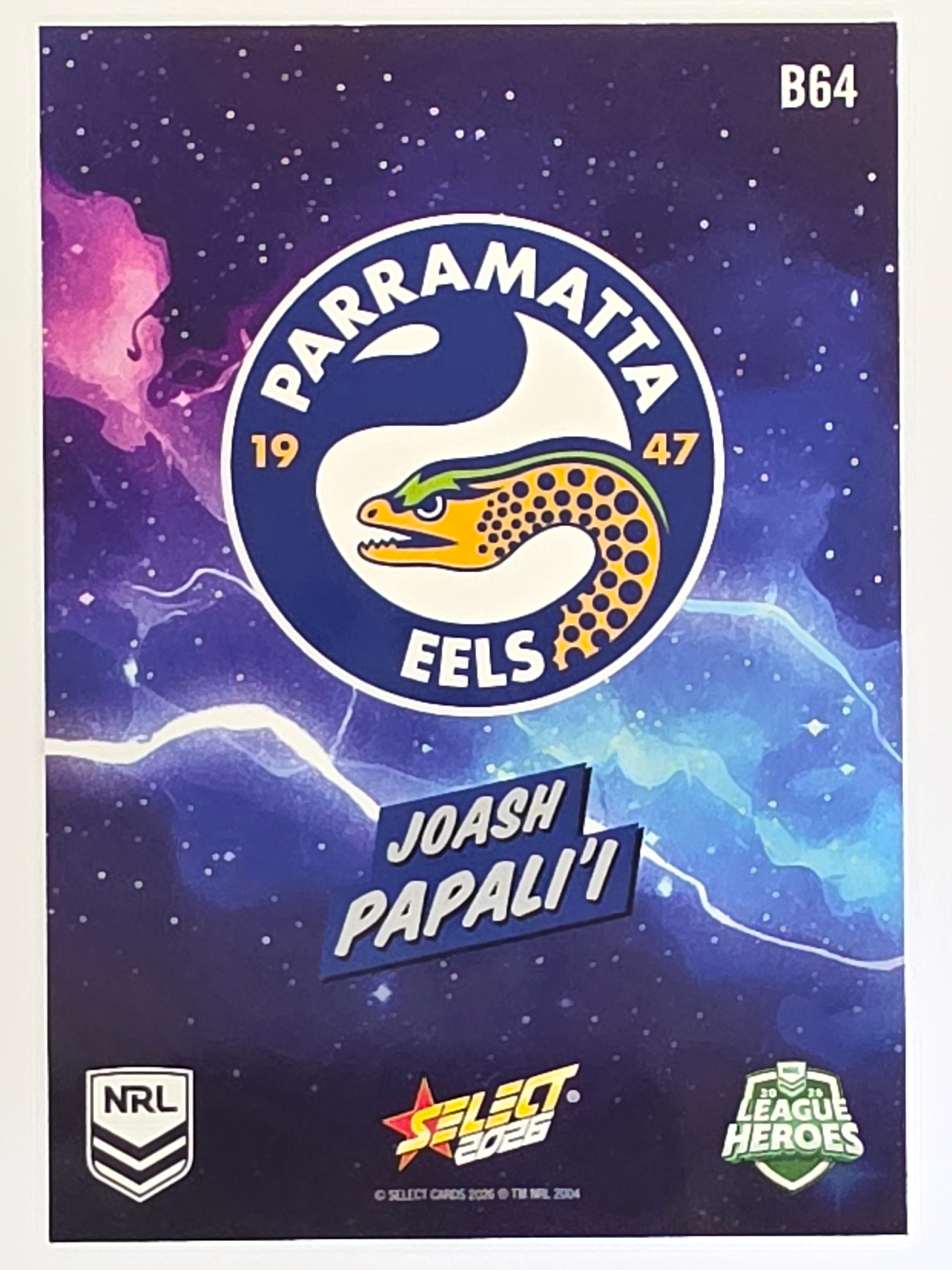 NRL 2026 League Heroes | Bang | #B64 | Joash Papali’i | Parramatta Eels