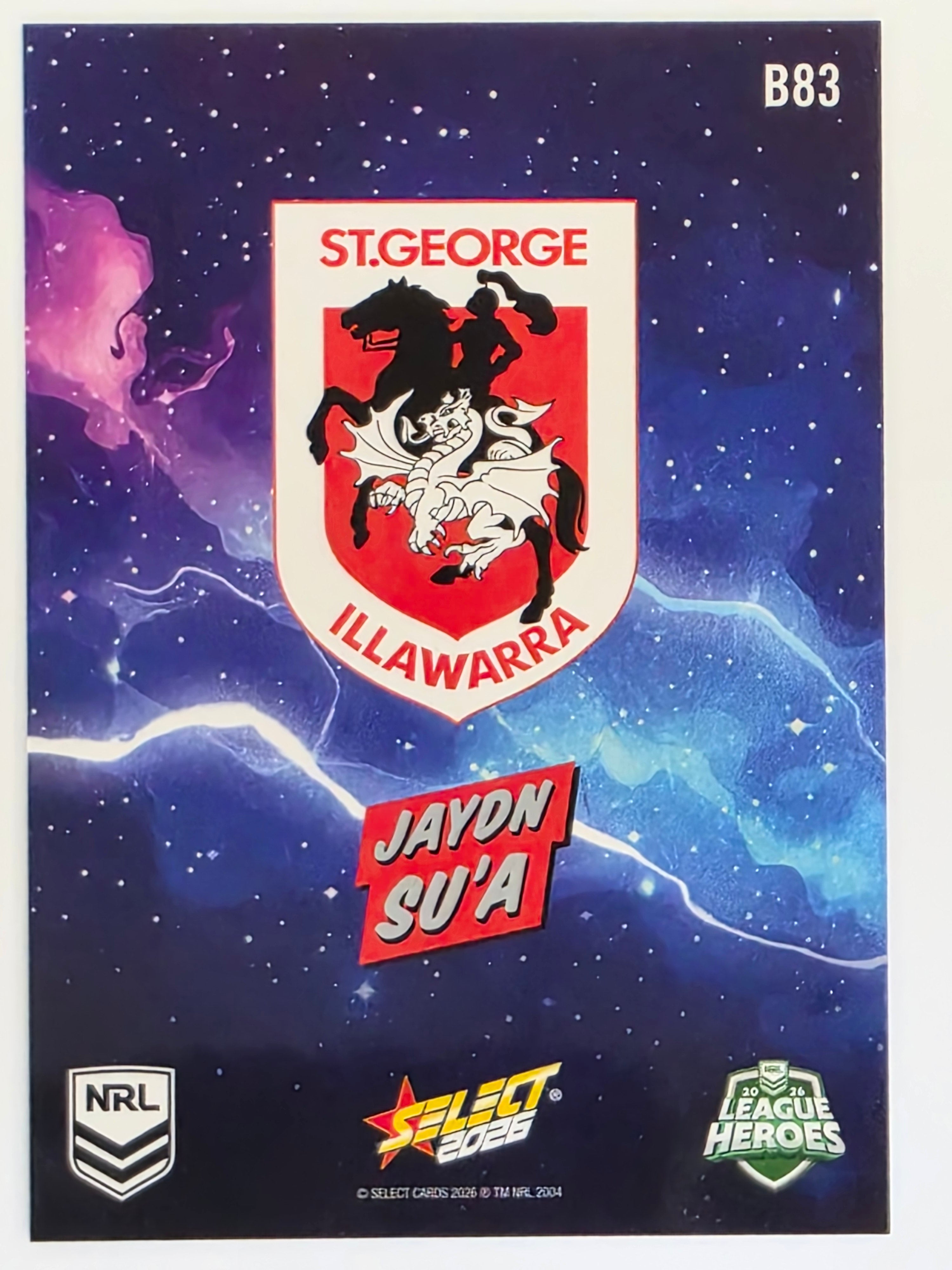NRL 2026 League Heroes | Bang | #B83 | Jaydn Su’a | St George Illawarra Dragons