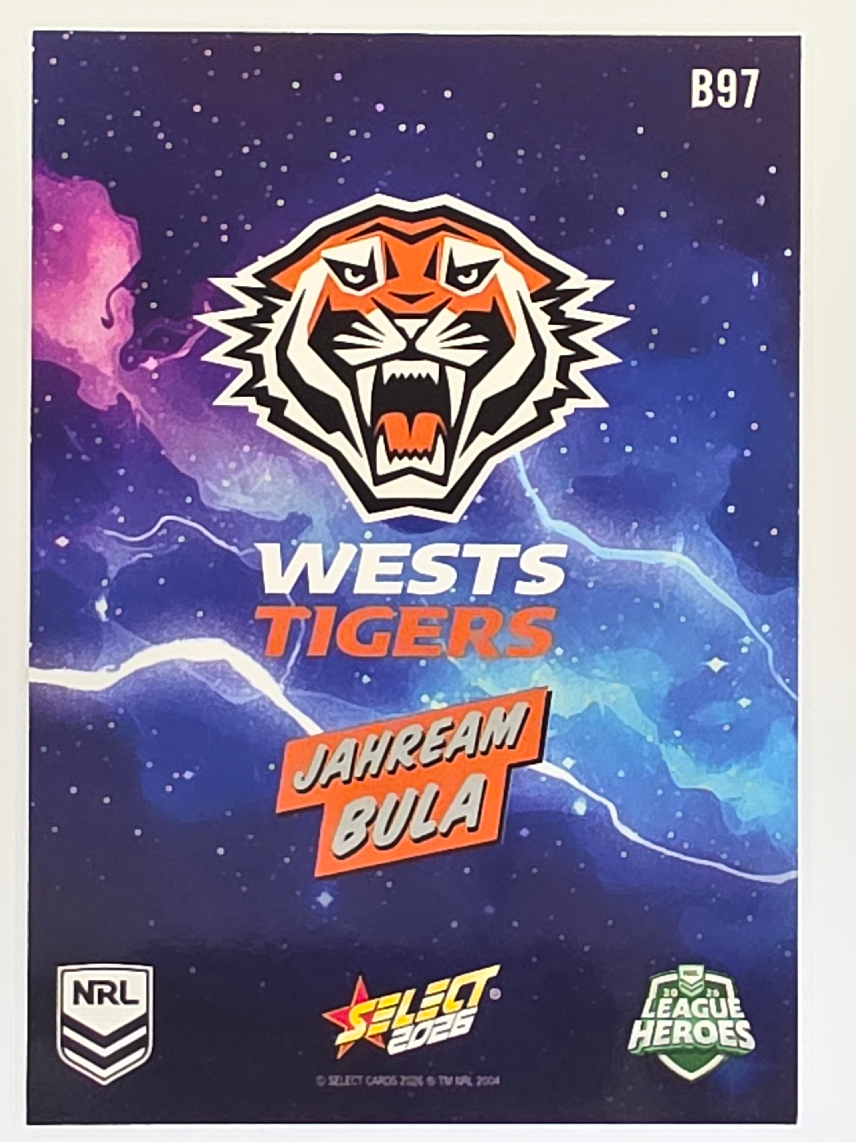 NRL 2026 League Heroes | Bang | #B97 | Jahream Bula | Wests Tigers