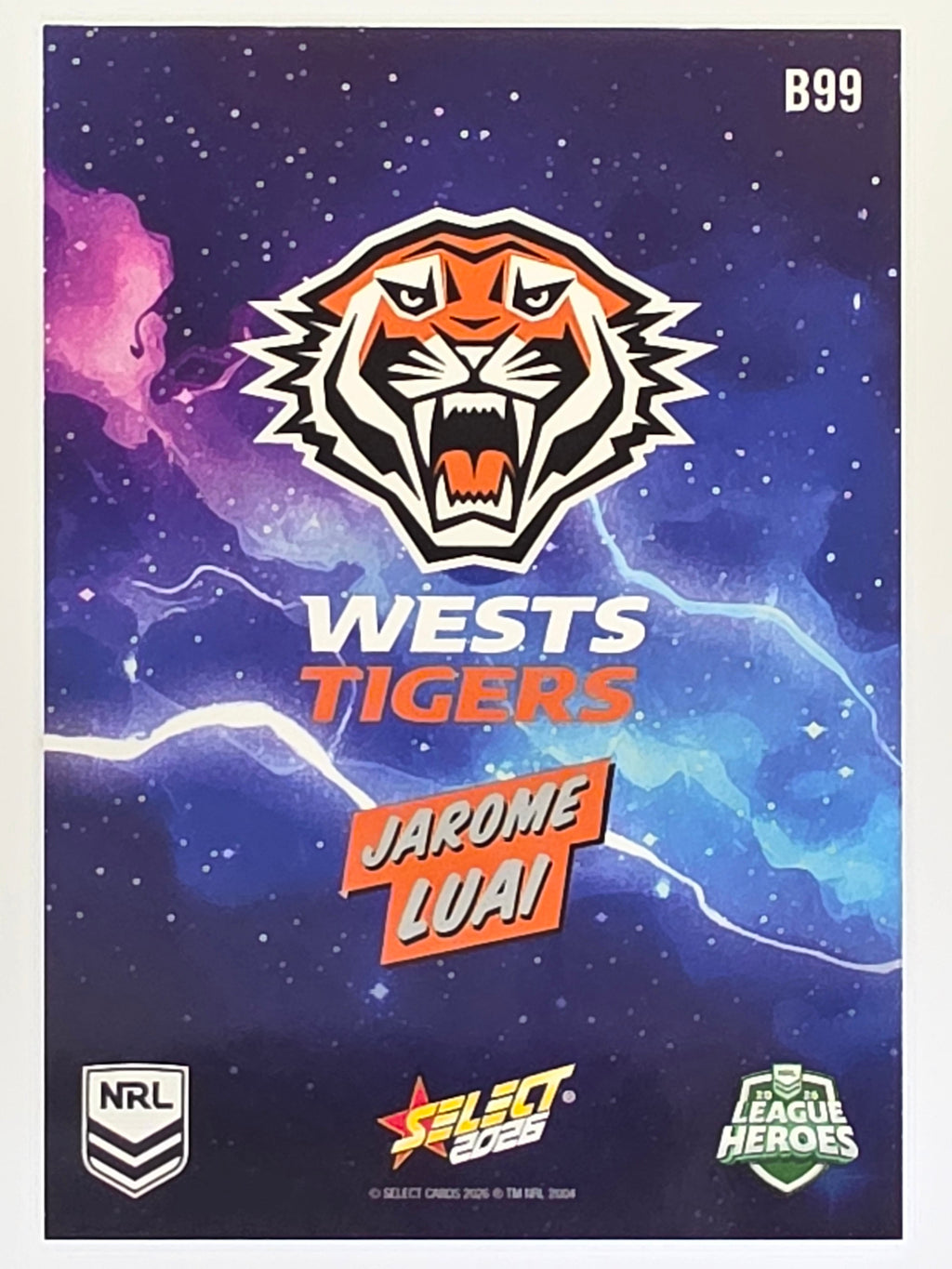 NRL 2026 League Heroes | Bang | #B99 | Jarome Luai | Wests Tigers