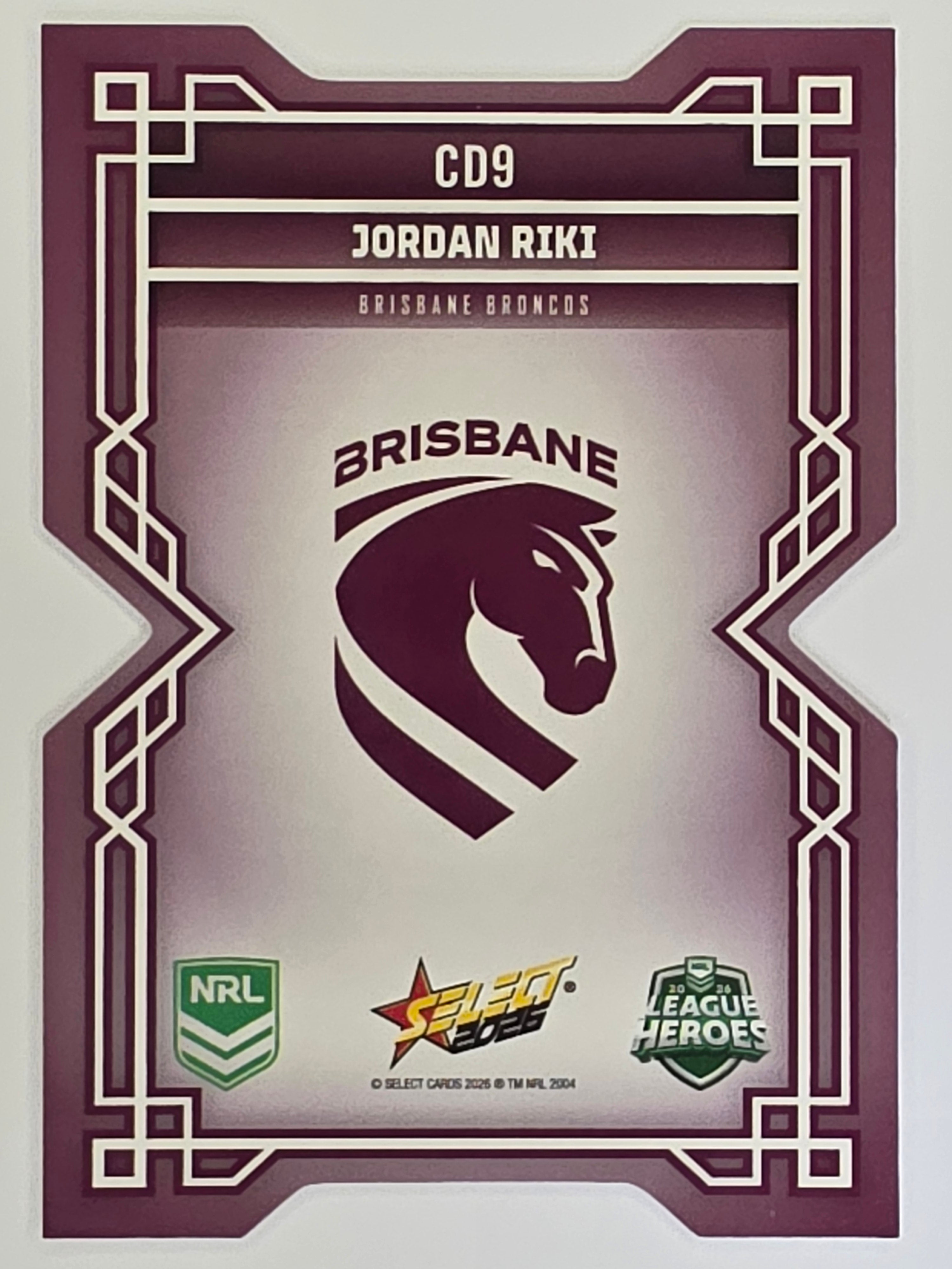 NRL 2026 League Heroes | Colours Diecut | #CD9 | Jordan Riki | Brisbane Broncos