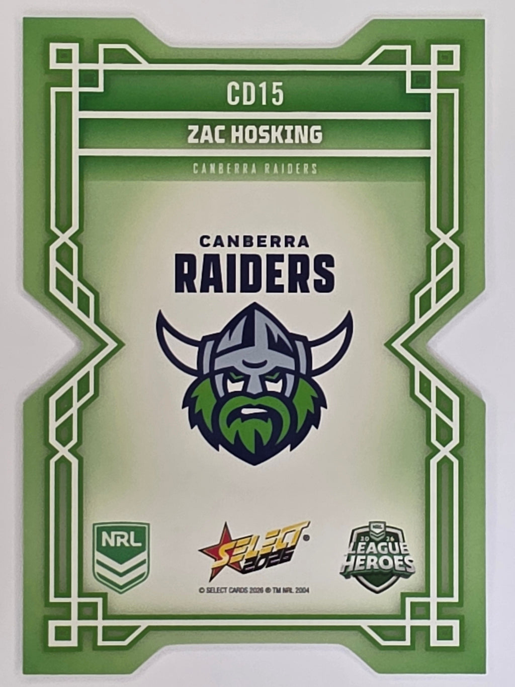 NRL 2026 League Heroes | Colours Diecut | #CD15 | Zac Hosking | Canberra Raiders