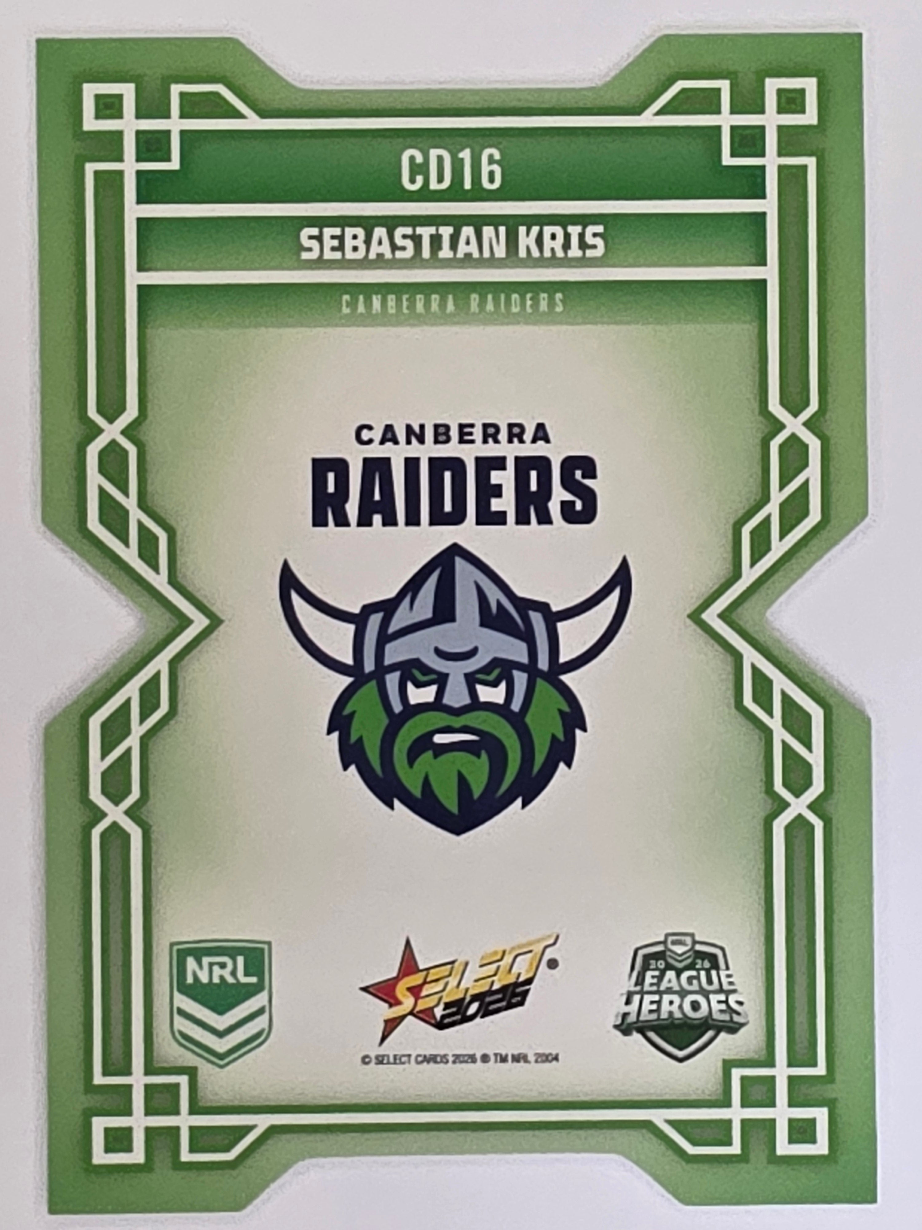 NRL 2026 League Heroes | Colours Diecut | #CD16 | Sebastian Kris | Canberra Raiders