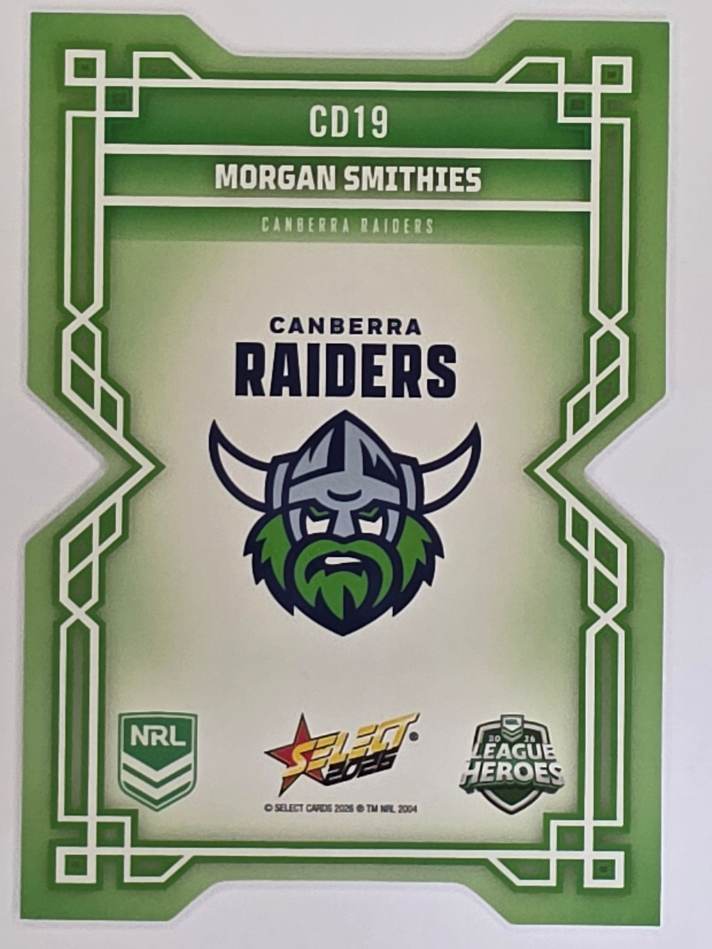 NRL 2026 League Heroes | Colours Diecut | #CD19 | Morgan Smithies | Canberra Raiders