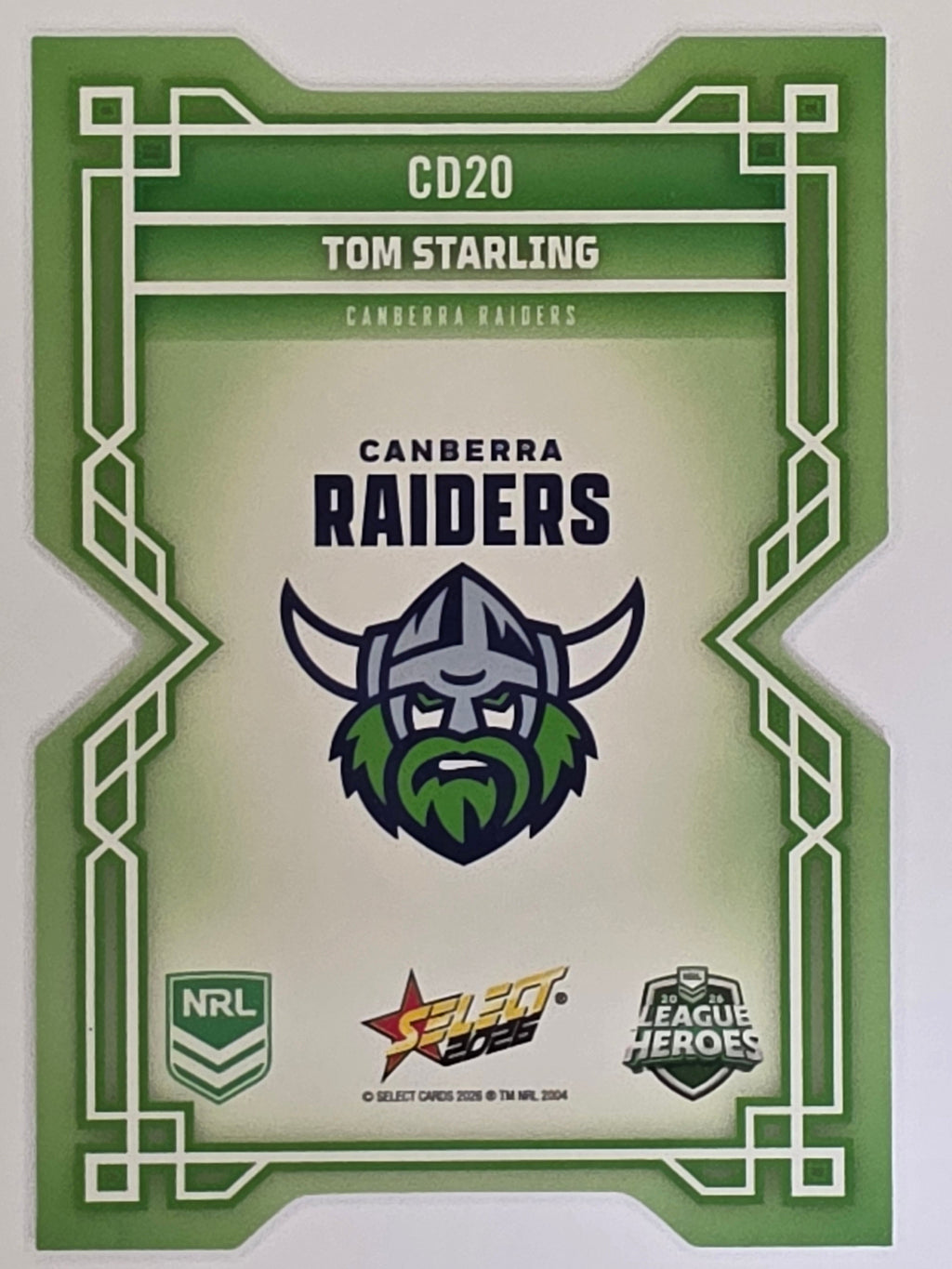 NRL 2026 League Heroes | Colours Diecut | #CD20 |Tom Starling |Canberra Raiders