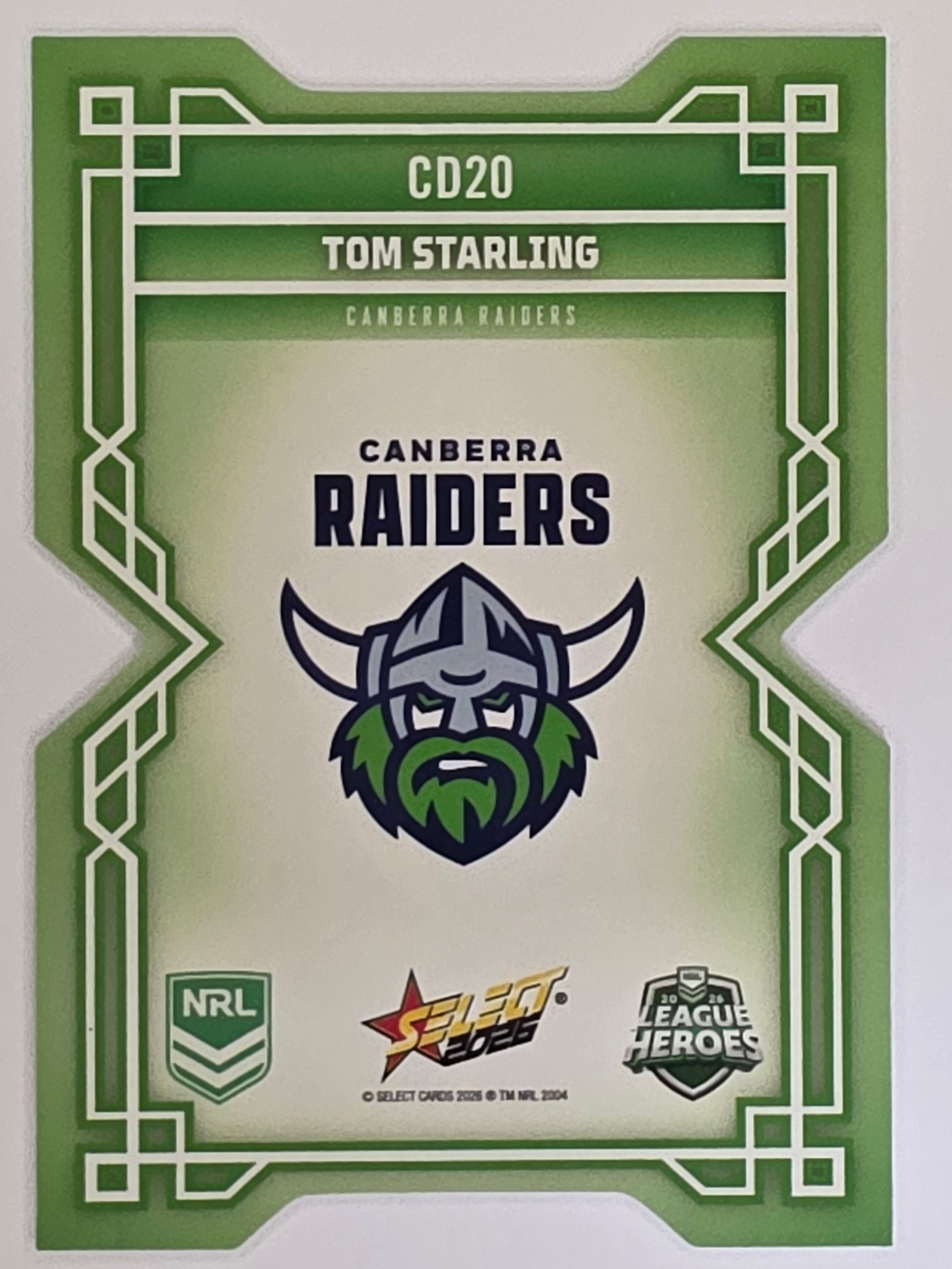 NRL 2026 League Heroes | Colours Diecut | #CD20 |Tom Starling |Canberra Raiders