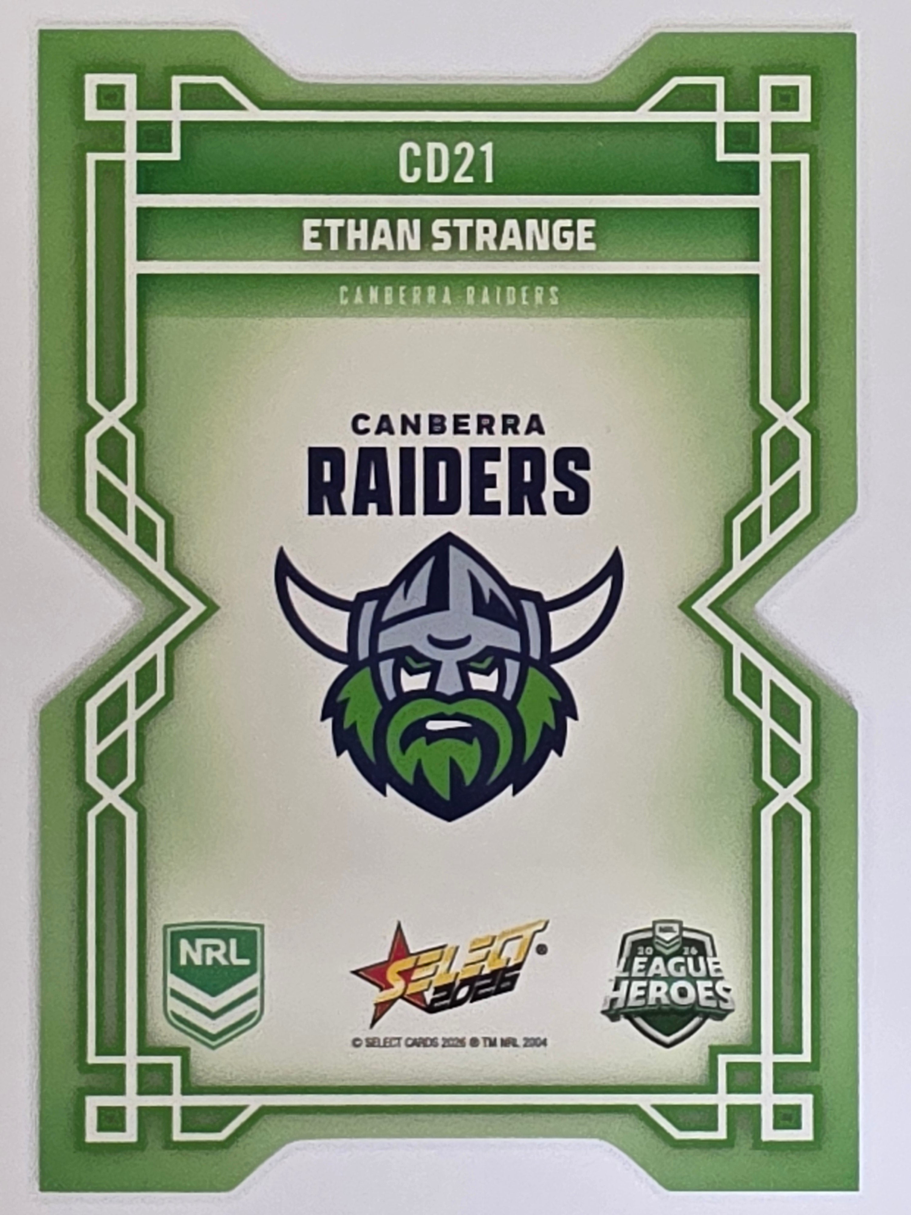 NRL 2026 League Heroes | Colours Diecut | #CD21 |Ethan Strange |Canberra Raiders