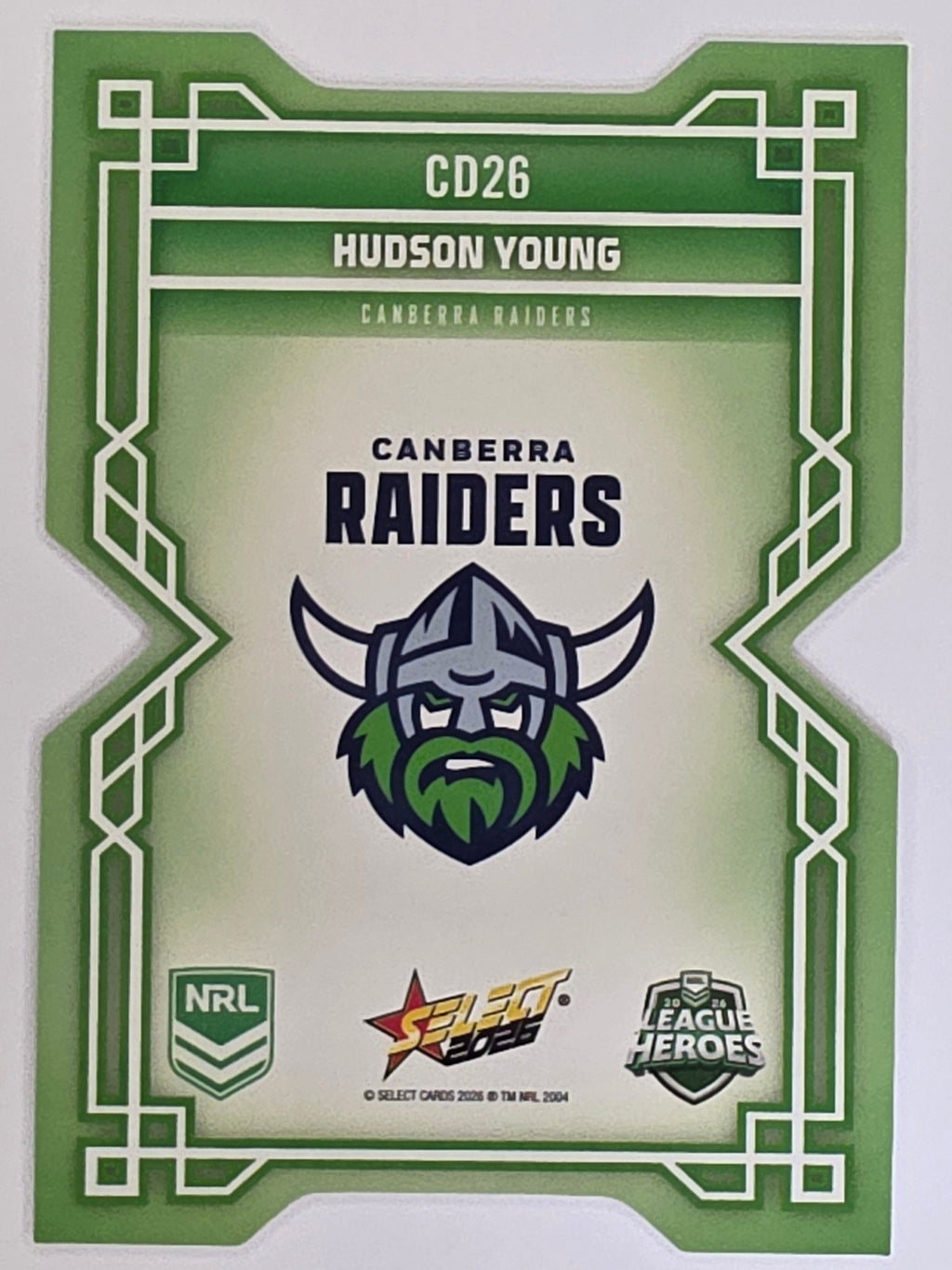 NRL 2026 League Heroes | Colours Diecut | #CD26 | Hudson Young |Canberra Raiders