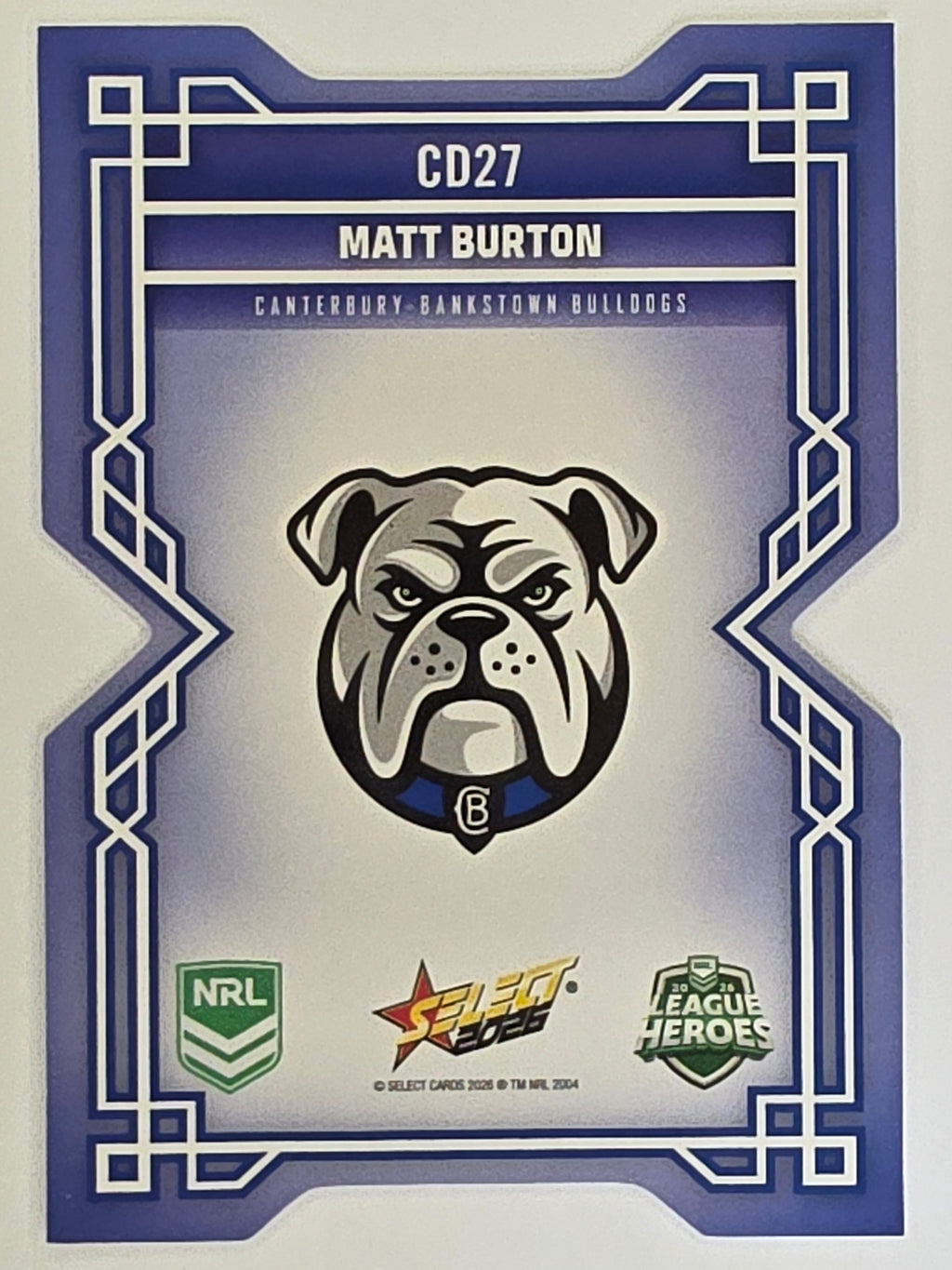 NRL 2026 League Heroes | Colours Diecut | #CD27 | Matt Burton | Canterbury Bulldogs