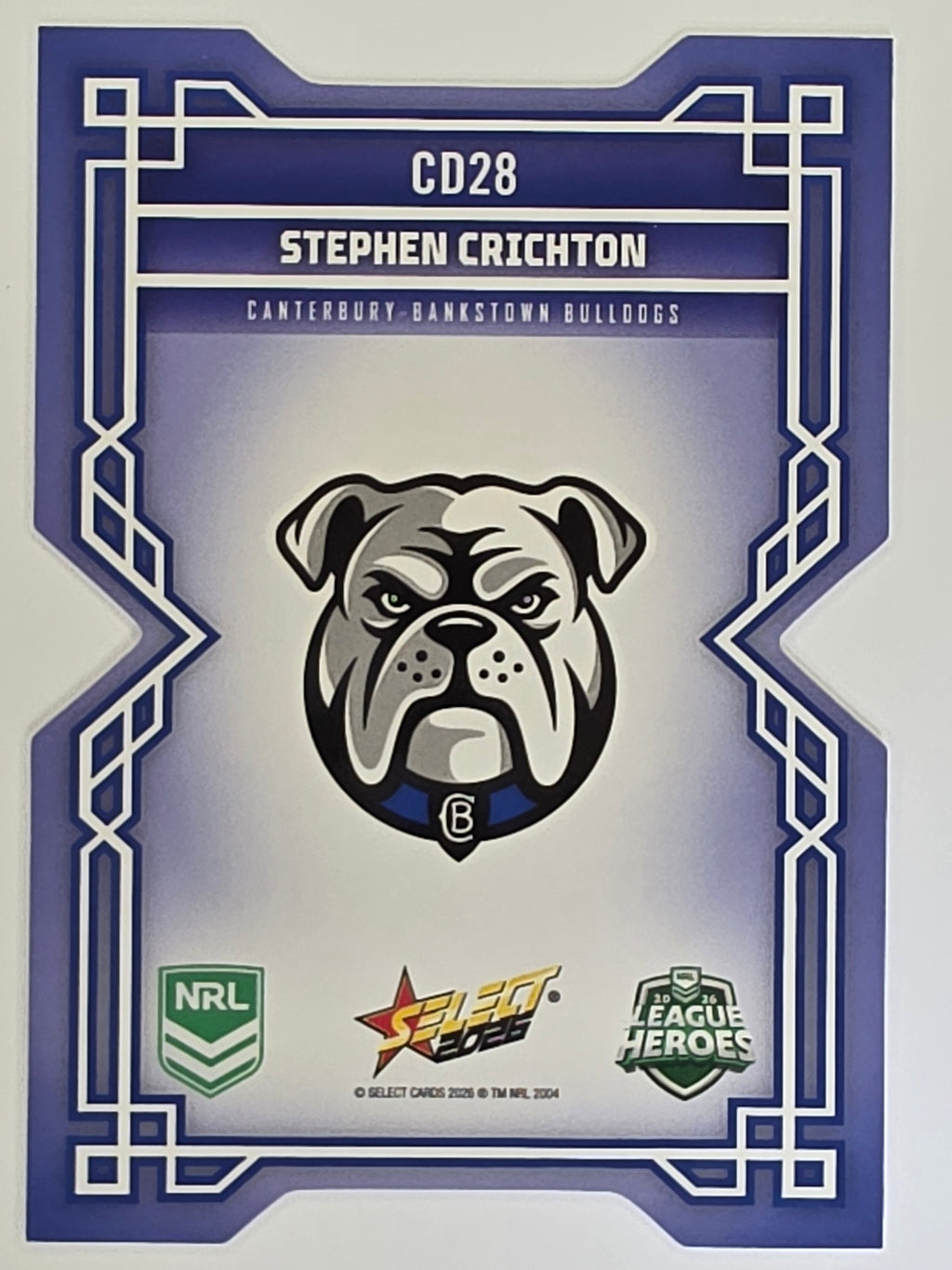 NRL 2026 League Heroes | Colours Diecut | #CD28 | Stephen Crichton | Canterbury Bulldogs