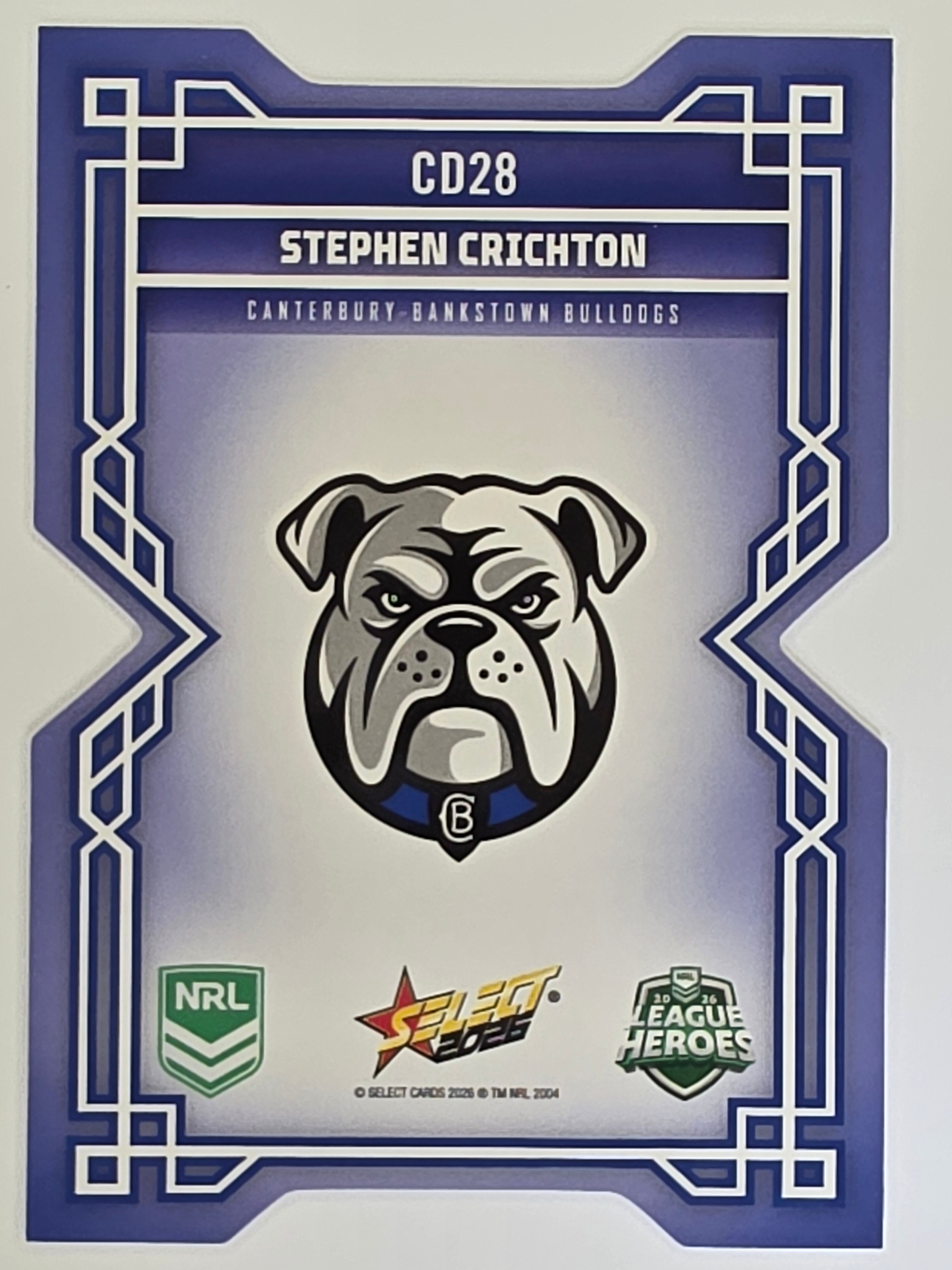 NRL 2026 League Heroes | Colours Diecut | #CD28 | Stephen Crichton | Canterbury Bulldogs