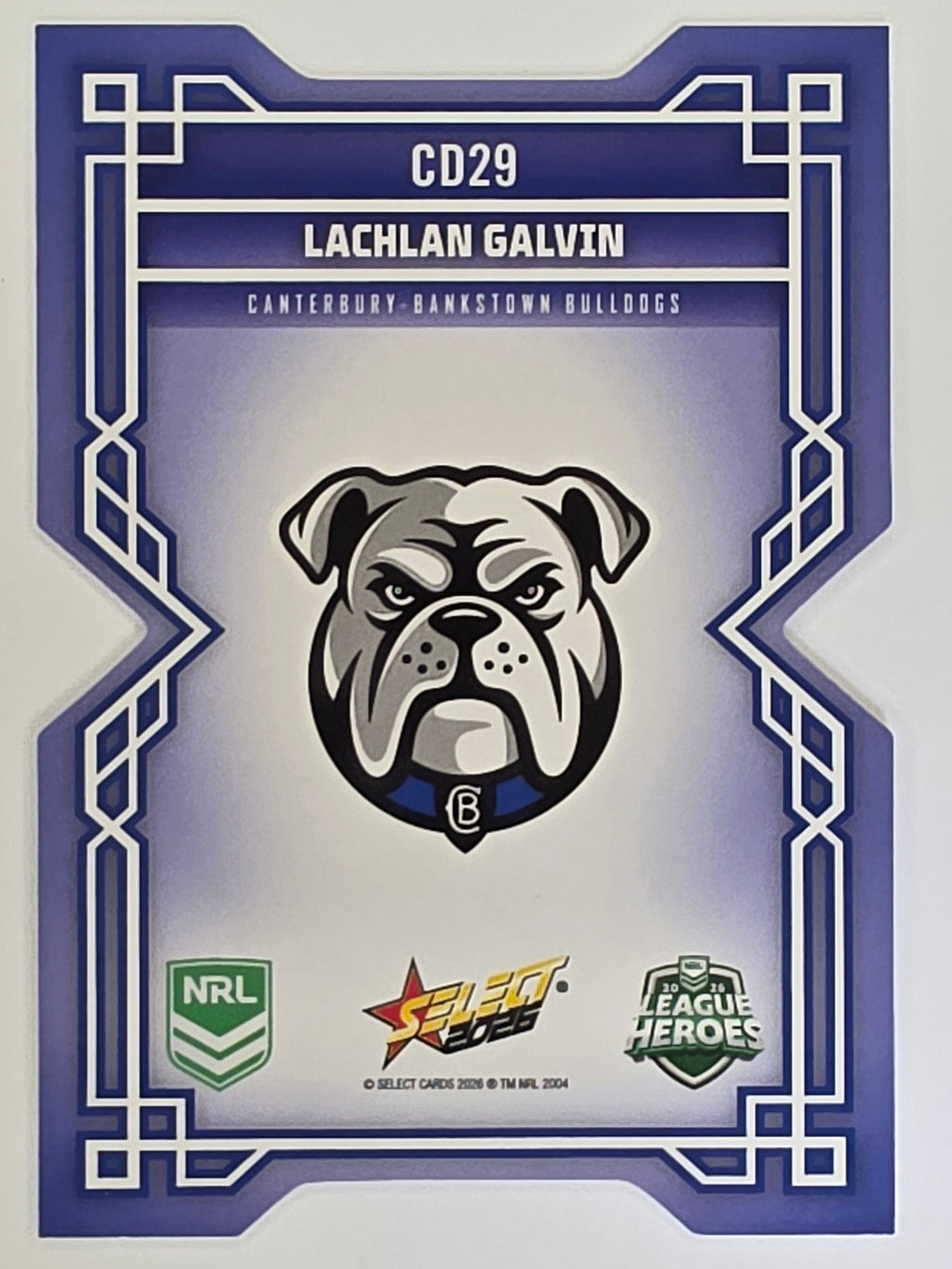 NRL 2026 League Heroes | Colours Diecut | #CD29 | Lachlan Galvin | Canterbury Bulldogs