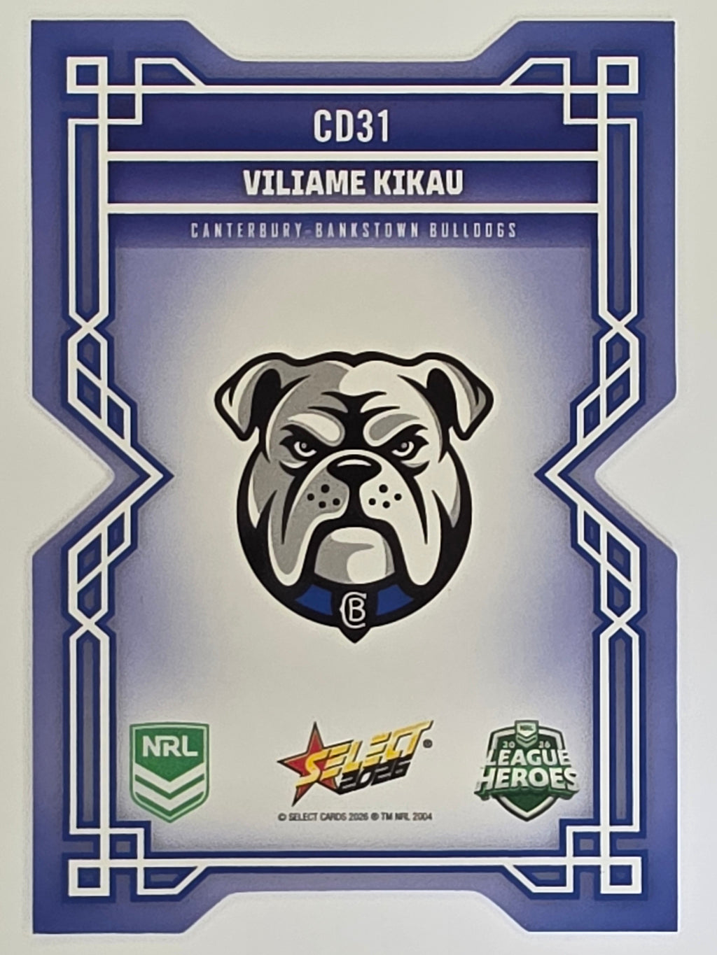 NRL 2026 League Heroes | Colours Diecut | #CD31 | Viliame Kikau | Canterbury Bulldogs