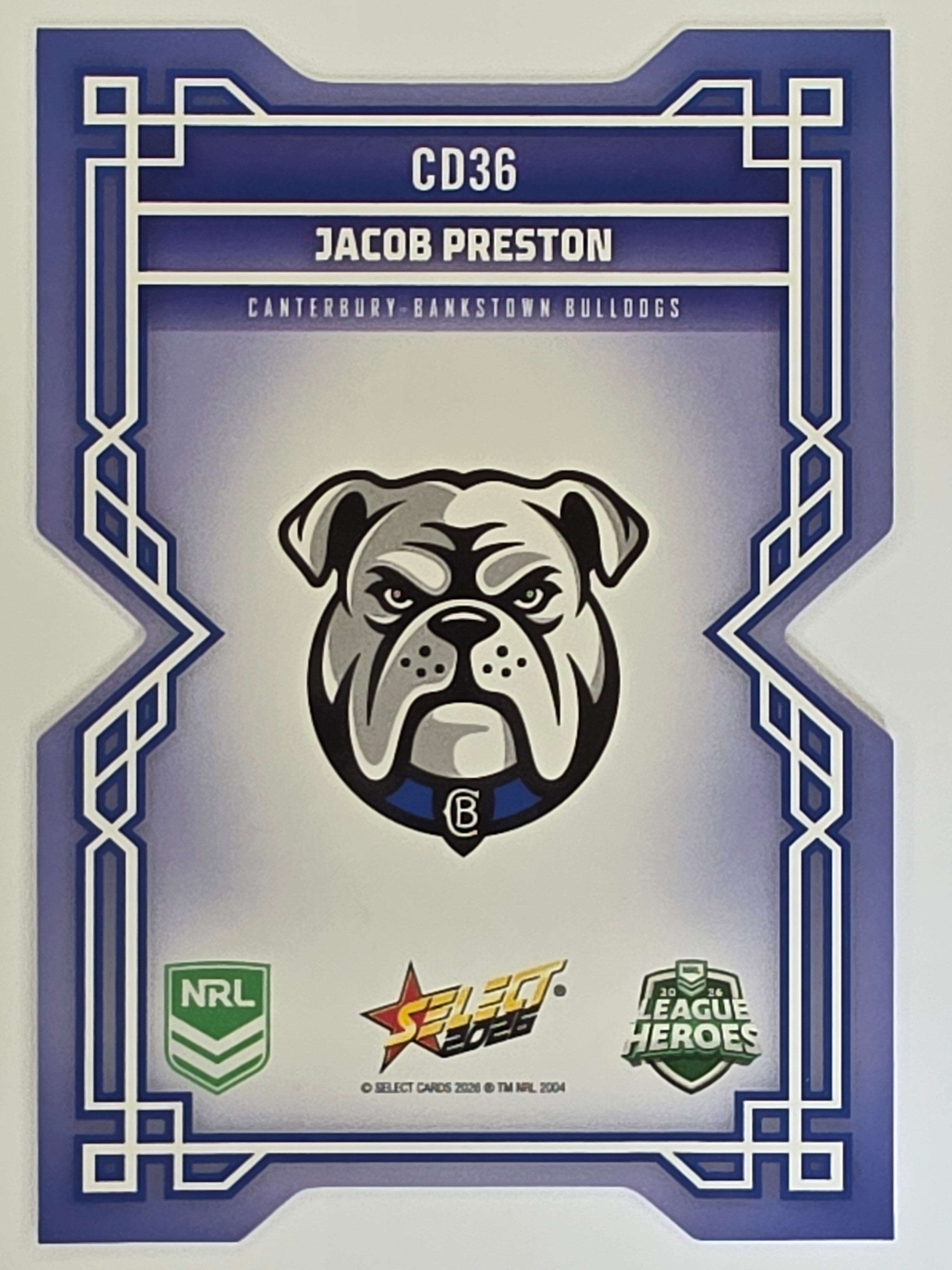 NRL 2026 League Heroes | Colours Diecut | #CD36 | Jacob Preston | Canterbury Bulldogs