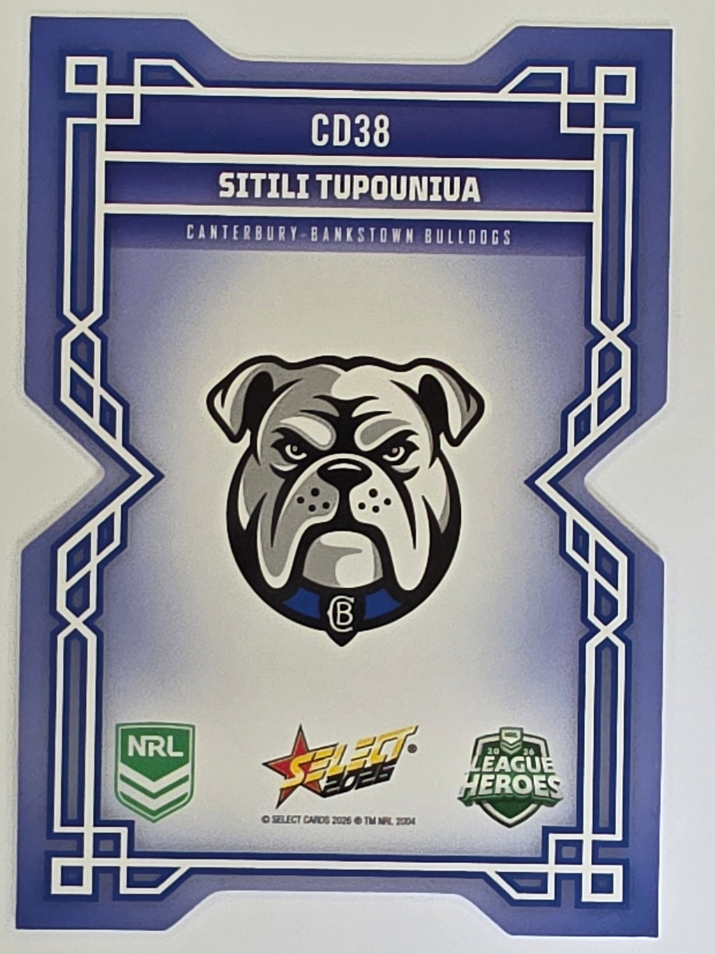 NRL 2026 League Heroes | Colours Diecut | #CD38 | Sitili Tupouniua | Canterbury Bulldogs