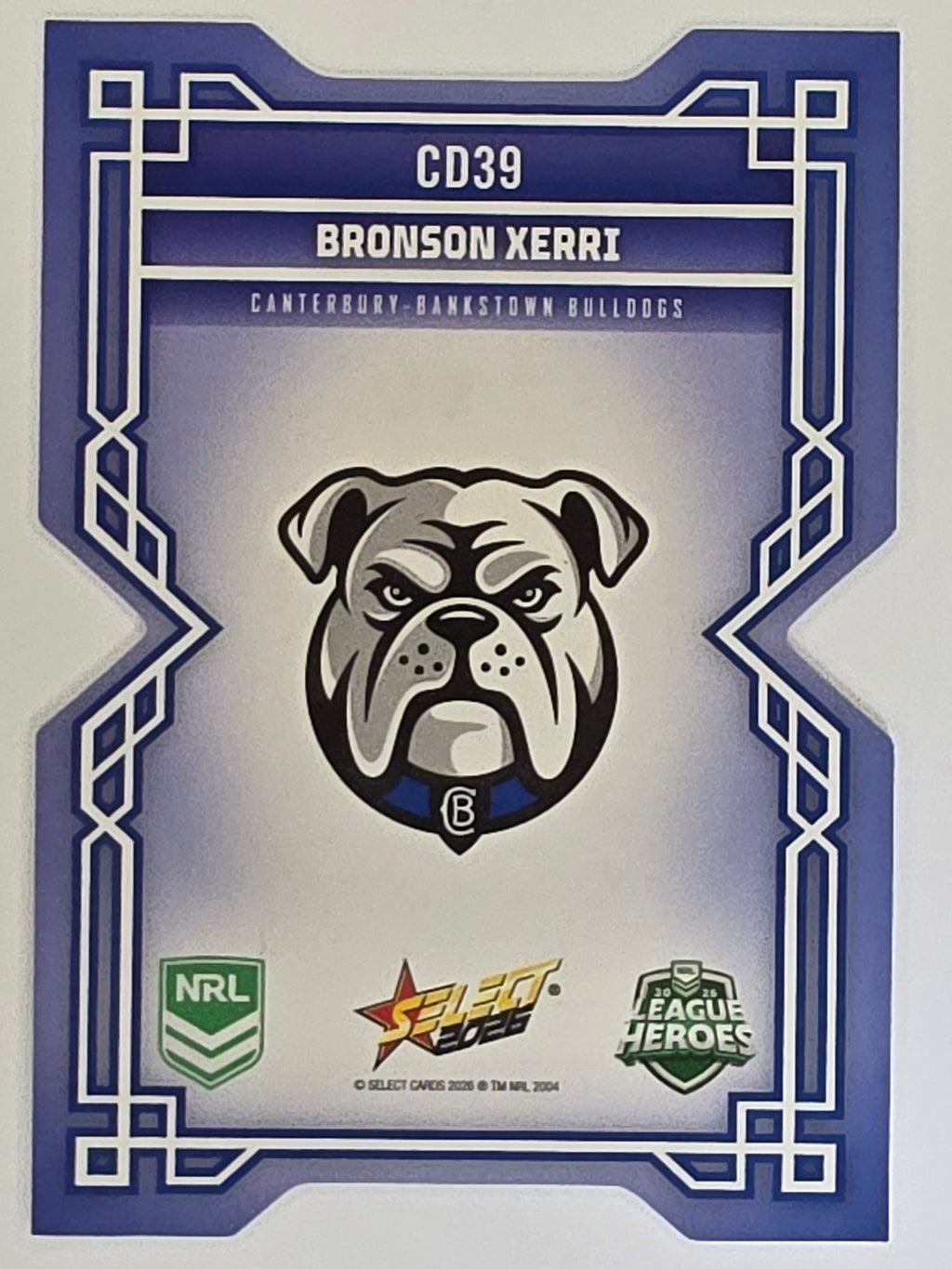 NRL 2026 League Heroes | Colours Diecut | #CD39 | Bronson Xerri | Canterbury Bulldogs