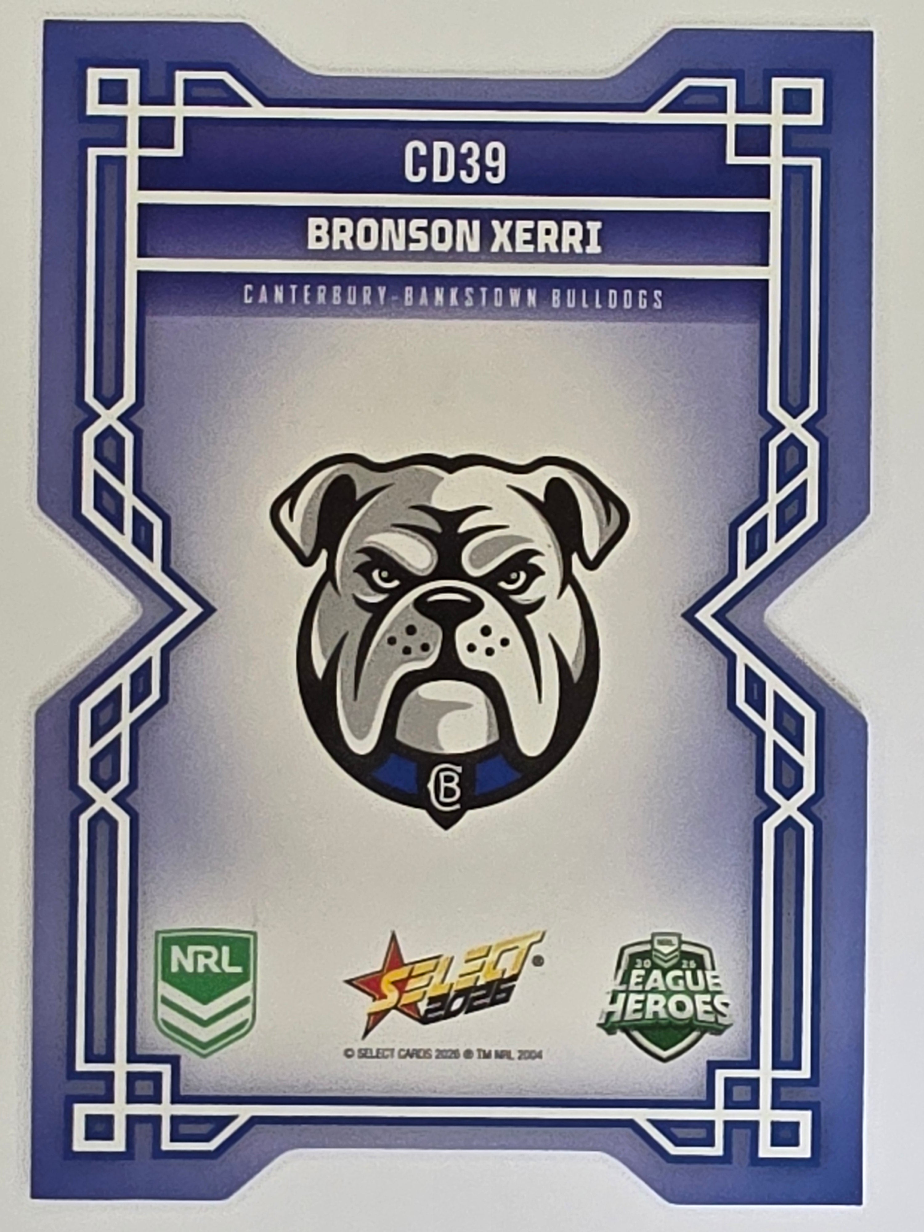NRL 2026 League Heroes | Colours Diecut | #CD39 | Bronson Xerri | Canterbury Bulldogs