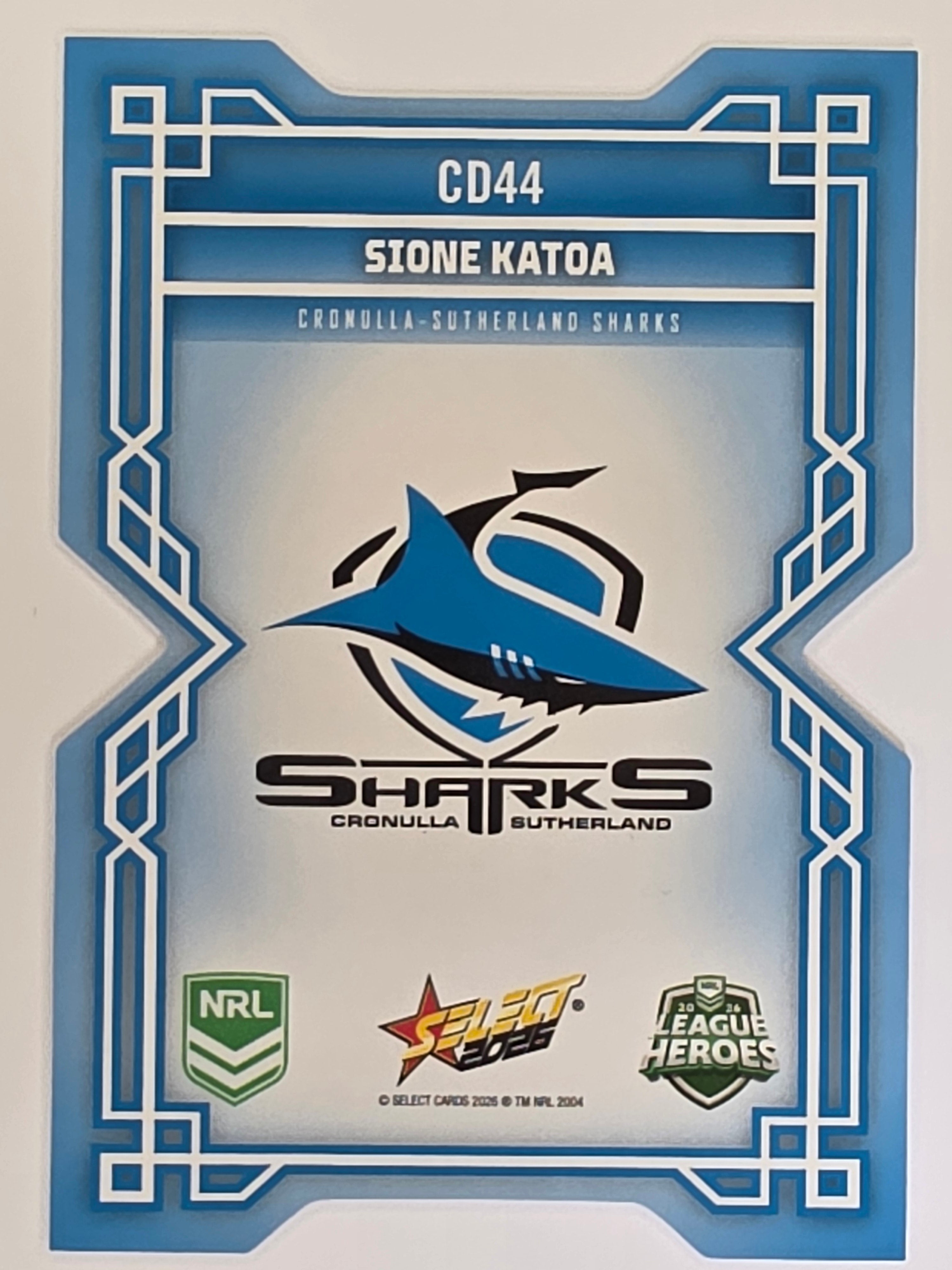 NRL 2026 League Heroes | Colours Diecut | #CD44 | Sione Katoa | Cronulla Sharks