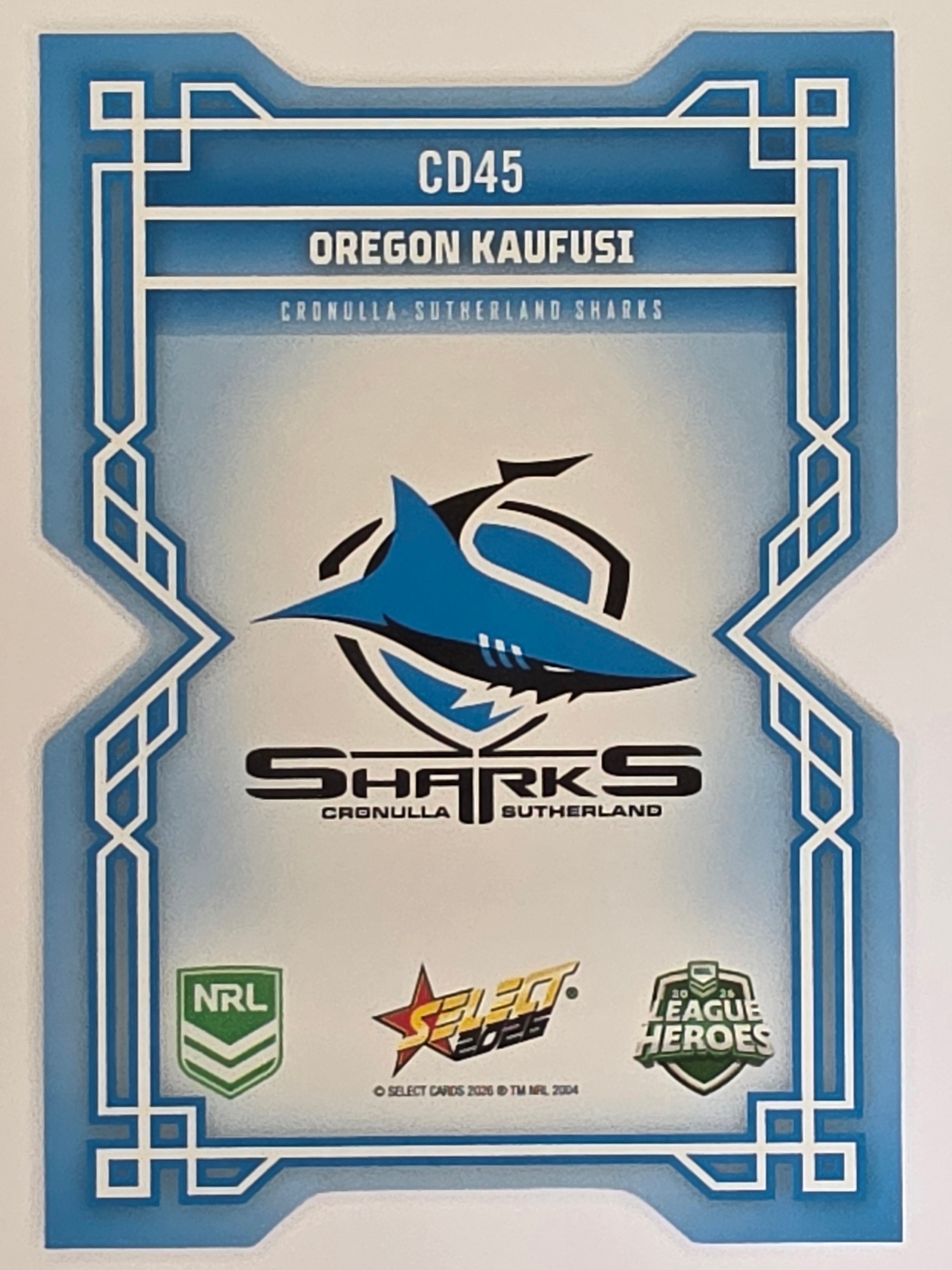 NRL 2026 League Heroes | Colours Diecut | #CD45 | Oregon Kaufusi | Cronulla Sharks