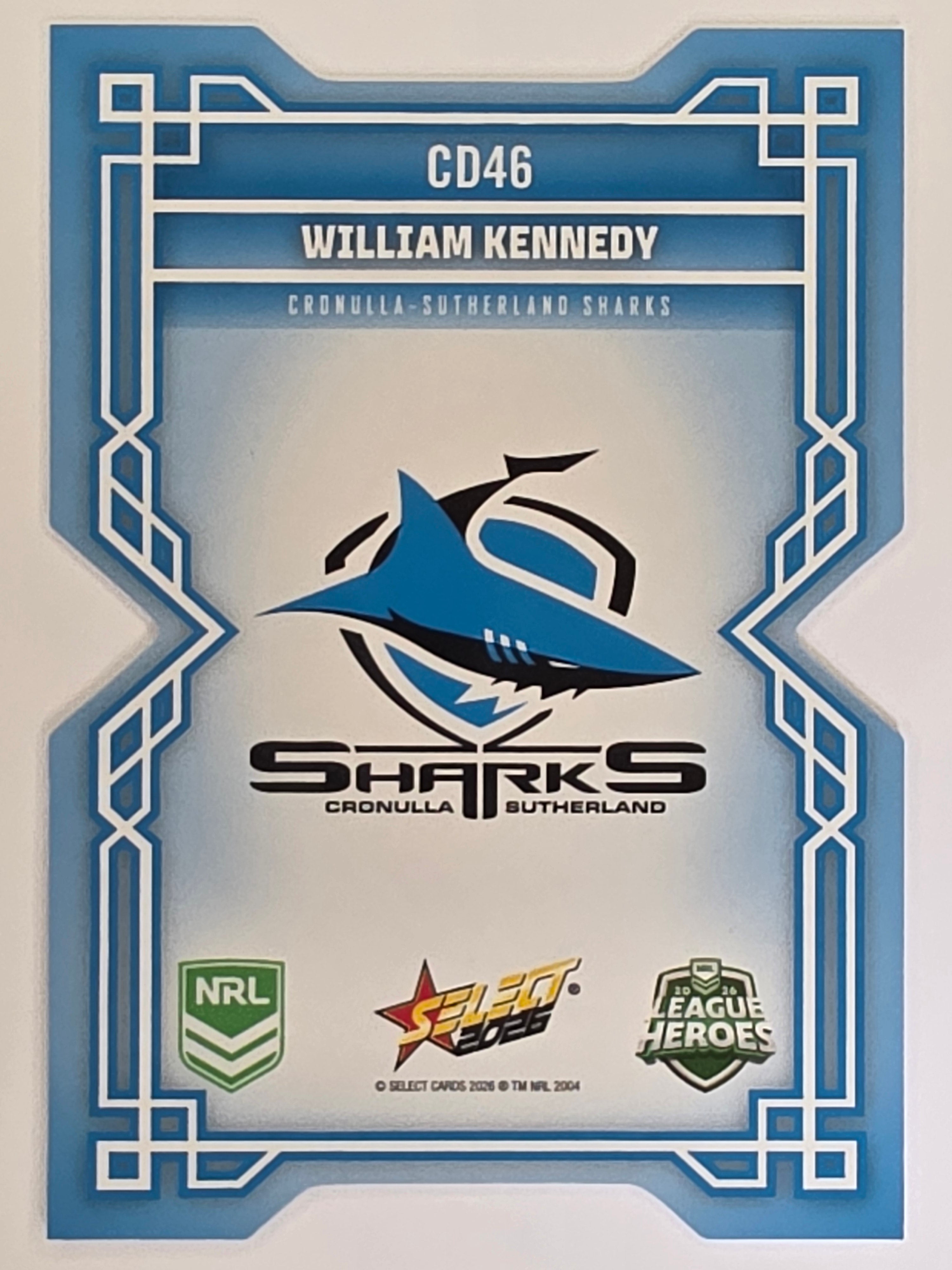 NRL 2026 League Heroes | Colours Diecut | #CD46 | William Kennedy | Cronulla Sharks