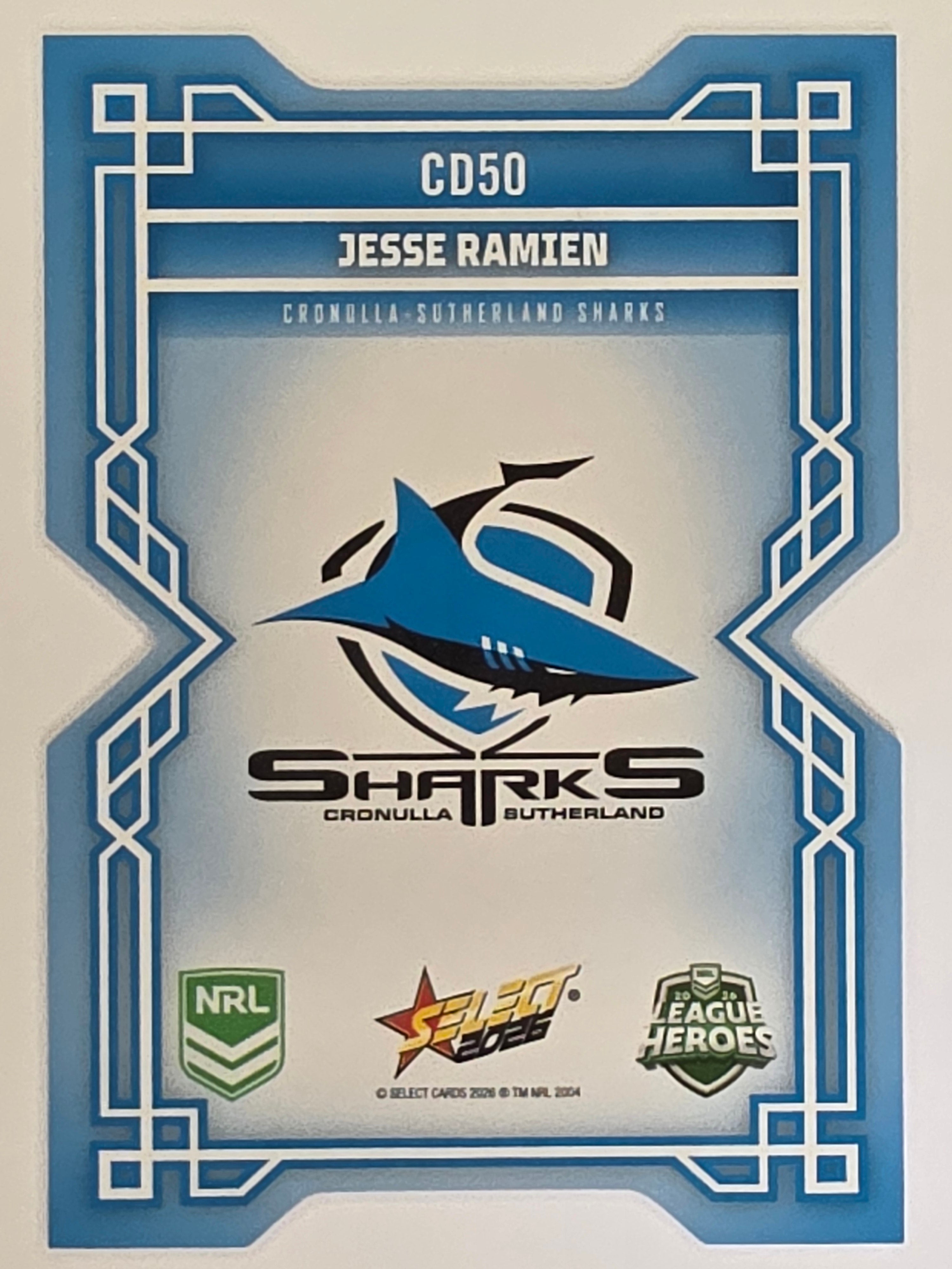 NRL 2026 League Heroes | Colours Diecut | #CD50 | Jesse Ramien | Cronulla Sharks