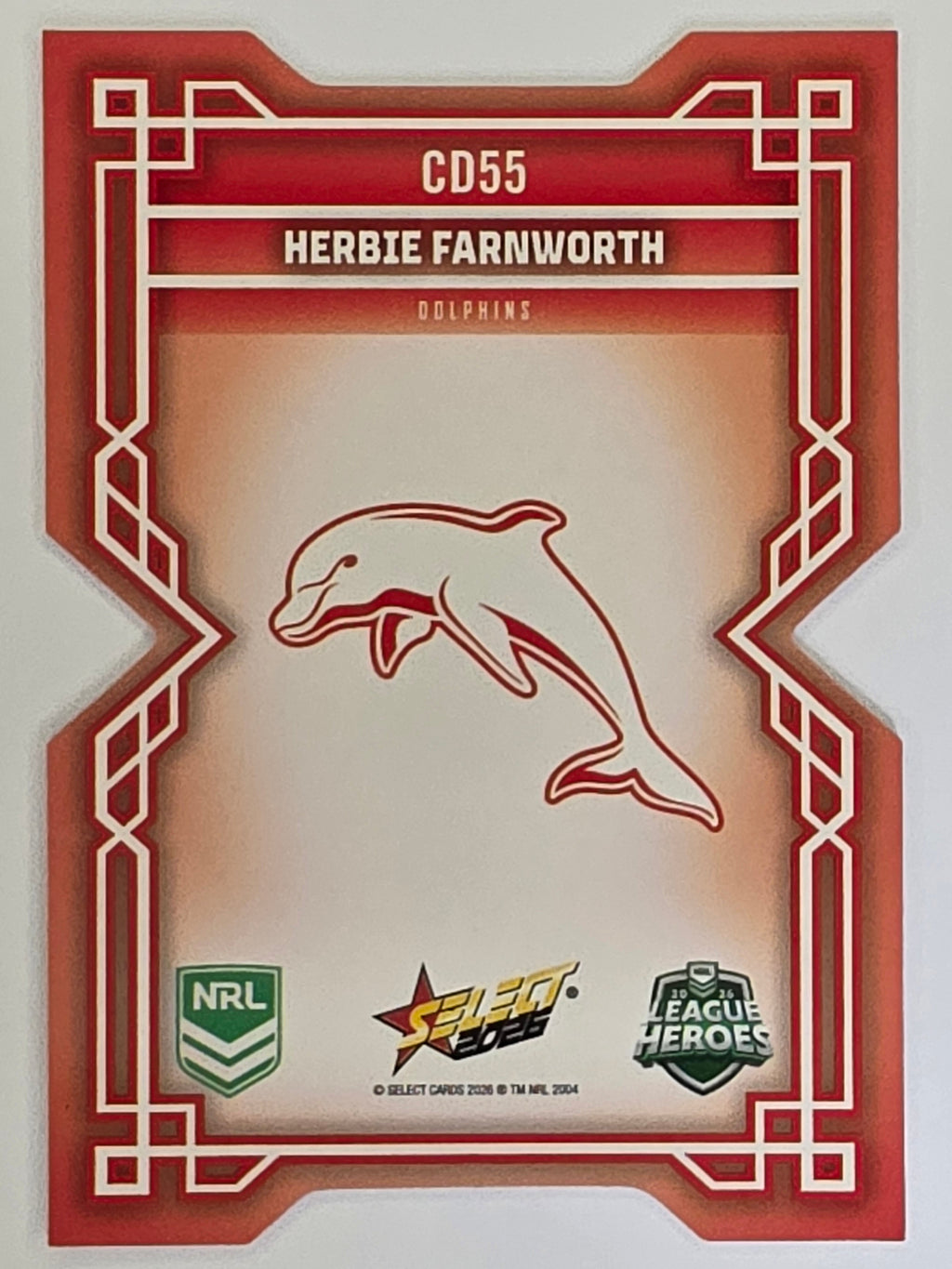 NRL 2026 League Heroes | Colours Diecut | #CD55 | Herbie Farnworth | Dolphins