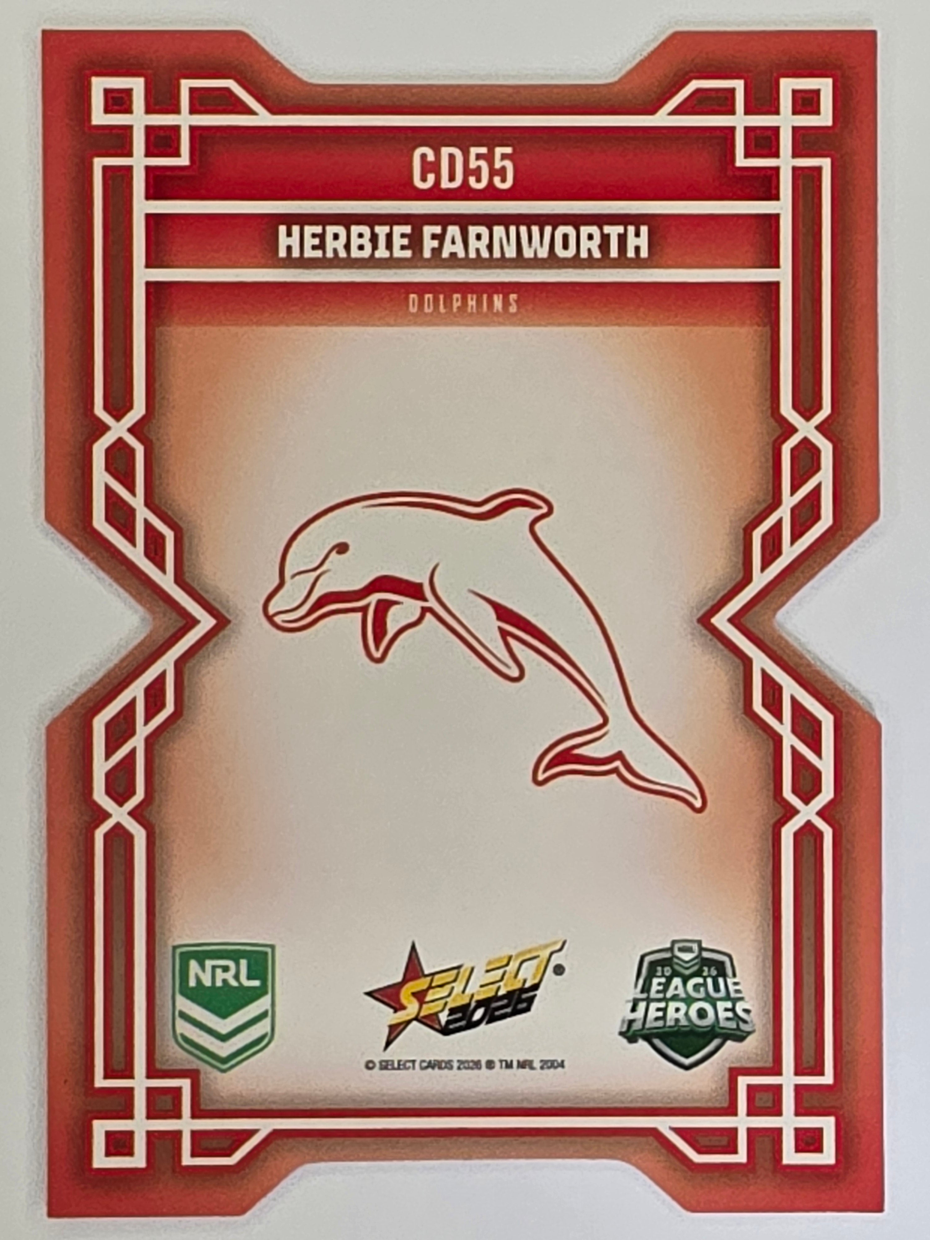 NRL 2026 League Heroes | Colours Diecut | #CD55 | Herbie Farnworth | Dolphins