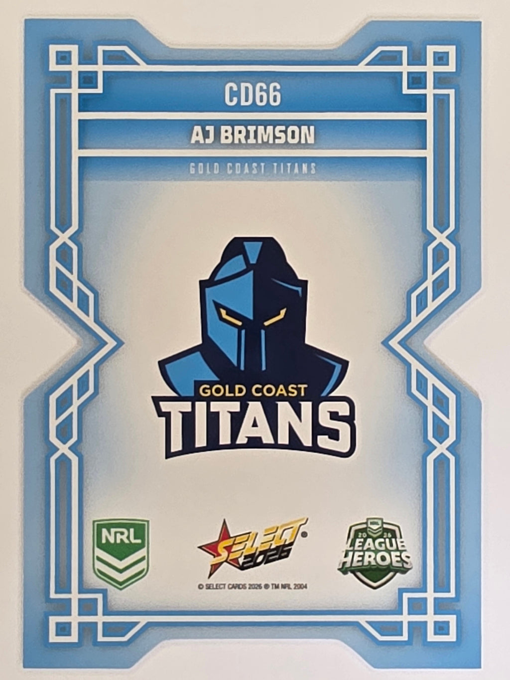 NRL 2026 League Heroes | Colours Diecut | #CD66 | AJ Brimson | Gold Coast Titans