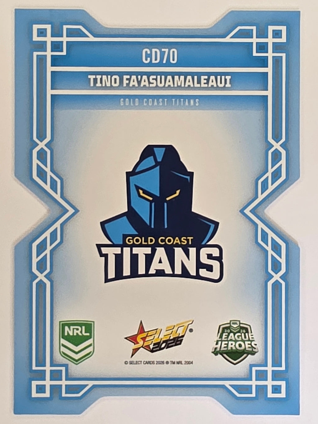 NRL 2026 League Heroes | Colours Diecut | #CD70 | Tino Fa’asuamaleaui | Gold Coast Titans