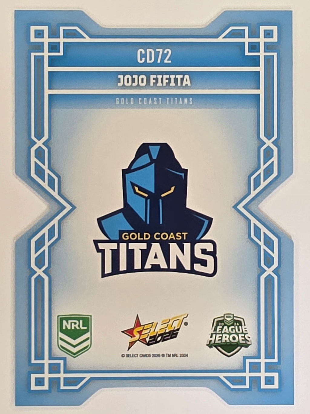 NRL 2026 League Heroes | Colours Diecut | #CD72 | Jojo Fifita |Gold Coast Titans