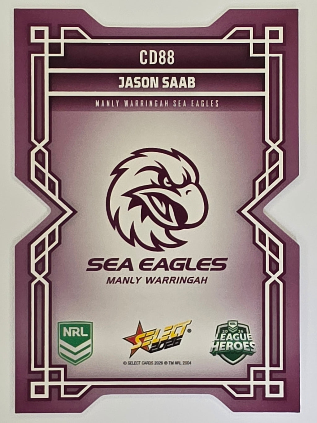NRL 2026 League Heroes | Colours Diecut | #CD88 | Jason Saab | Manly Sea Eagles