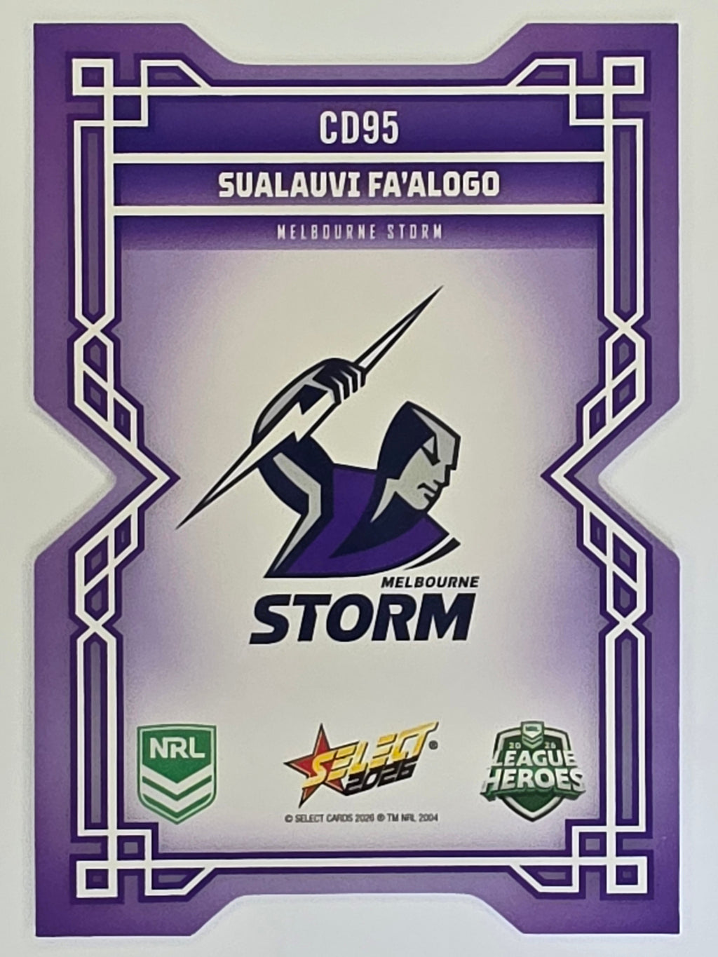 NRL 2026 League Heroes | Colours Diecut | #CD95 | Sualauvi Fa’alogo | Melbourne Storm