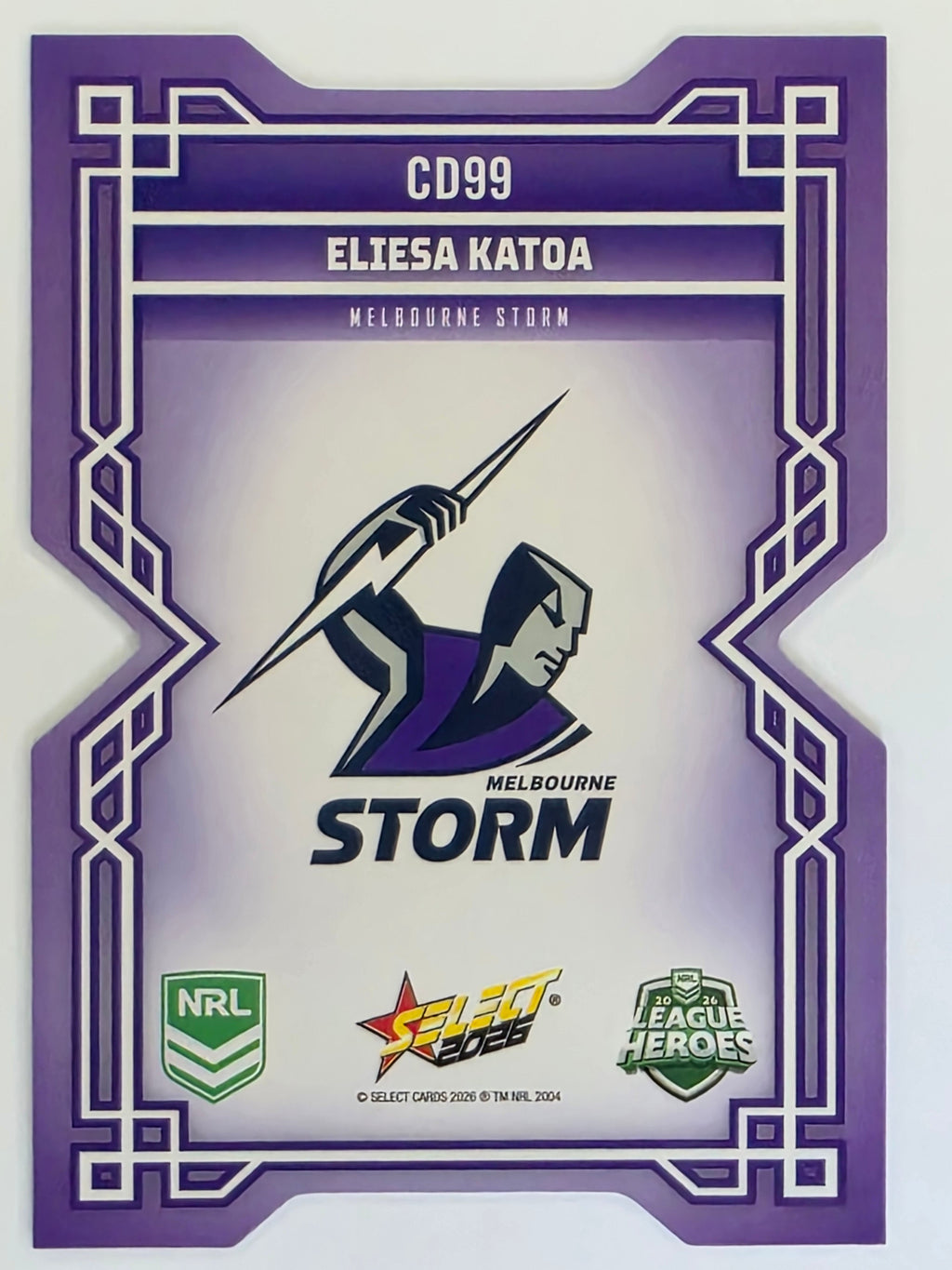 NRL 2026 League Heroes | Colours Diecut | #CD99 | Eliesa Katoa | Melbourne Storm