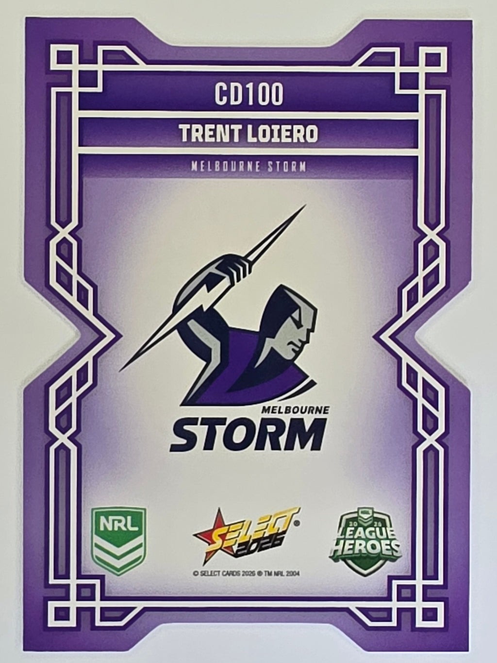NRL 2026 League Heroes | Colours Diecut | #CD100 | Trent Loiero |Melbourne Storm