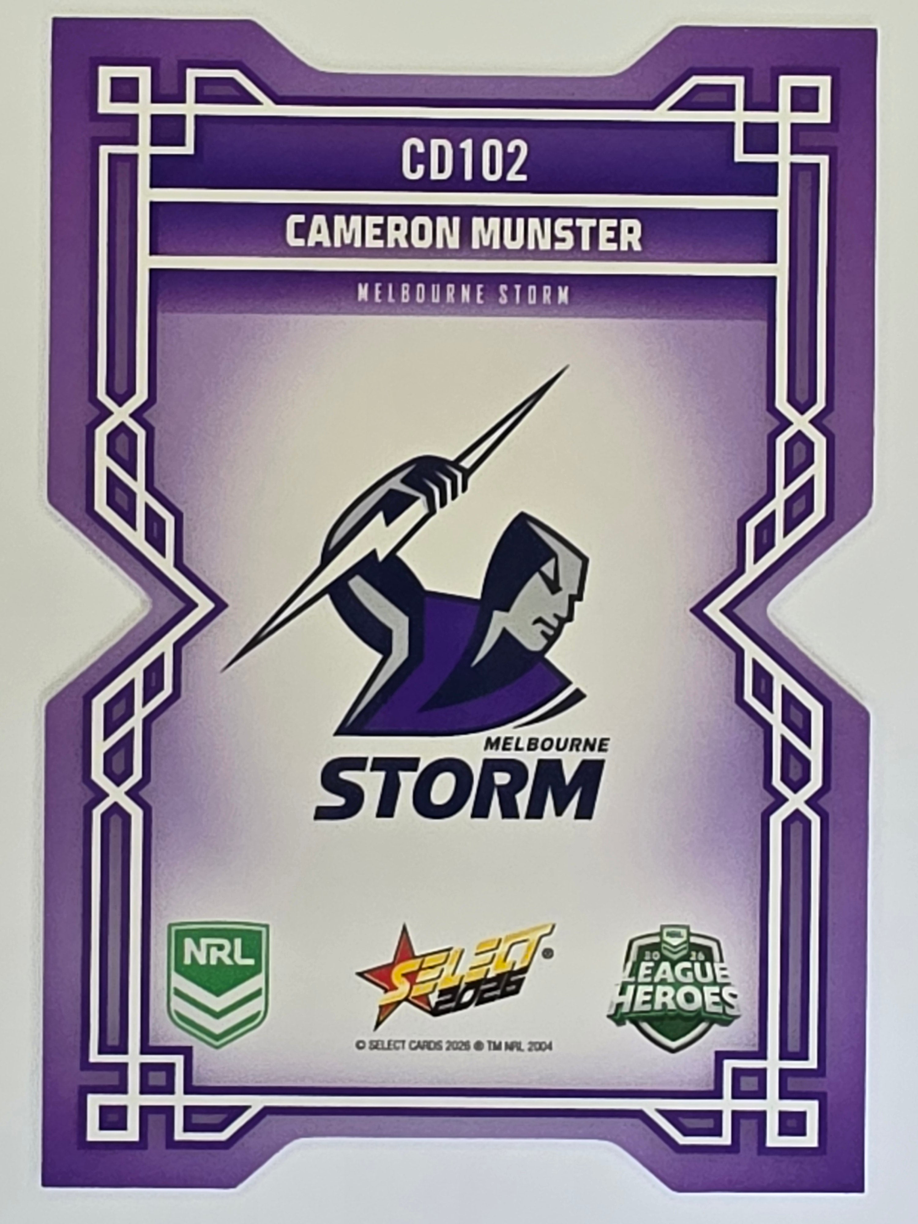 NRL 2026 League Heroes | Colours Diecut | #CD102 | Cameron Munster | Melbourne Storm