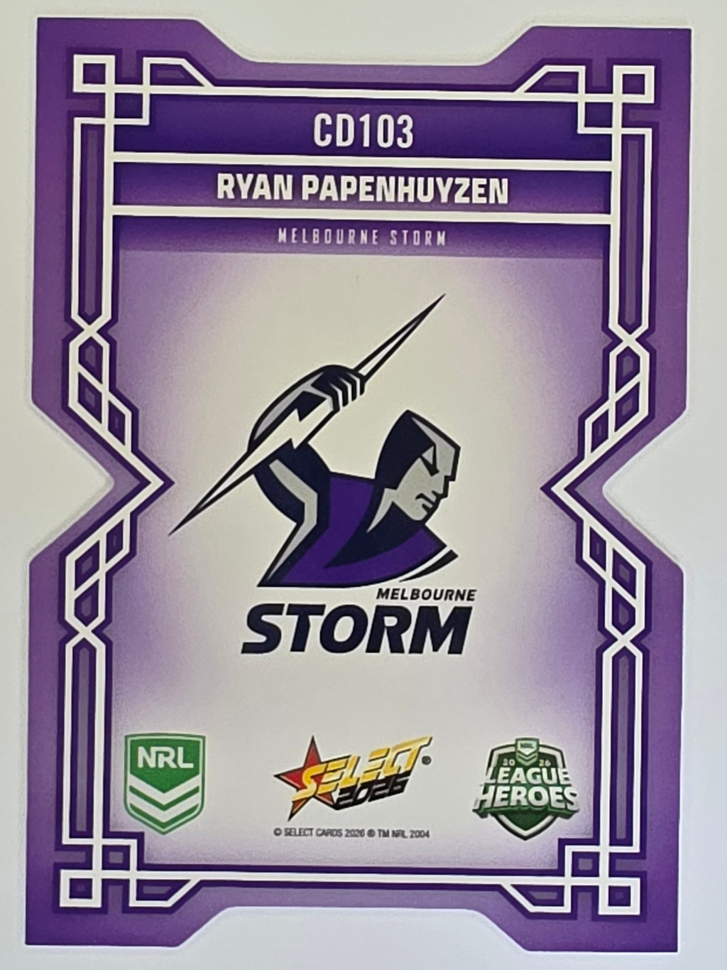 NRL 2026 League Heroes | Colours Diecut | #CD103 | Ryan Papenhuyzen | Melbourne Storm