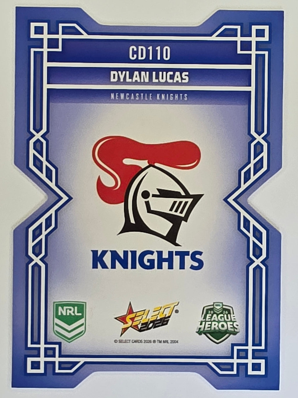 NRL 2026 League Heroes | Colours Diecut | #CD110 | Dylan Lucas | Newcastle Knights