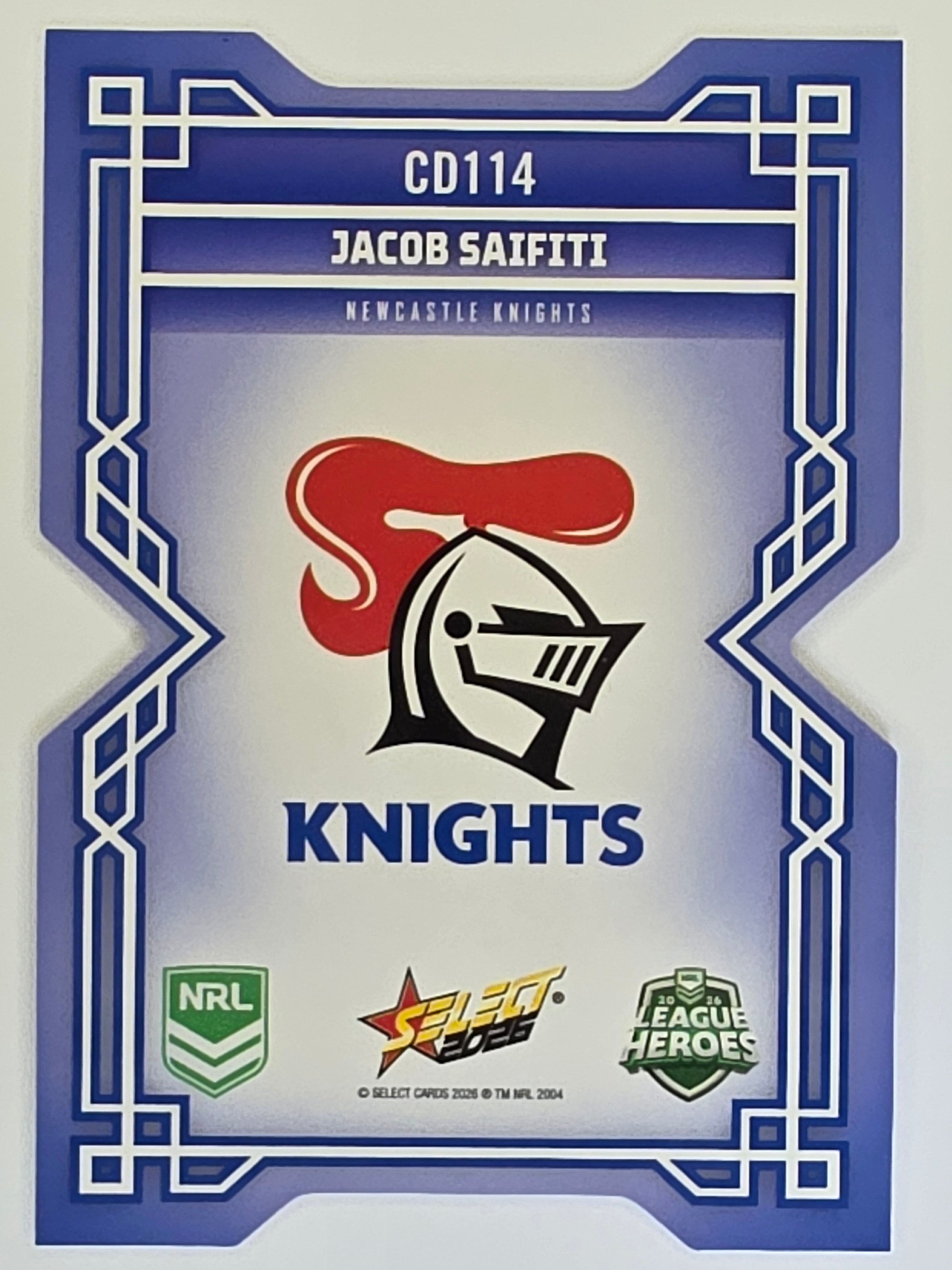 NRL 2026 League Heroes | Colours Diecut | #CD114 | Jacob Saifiti | Newcastle Knights