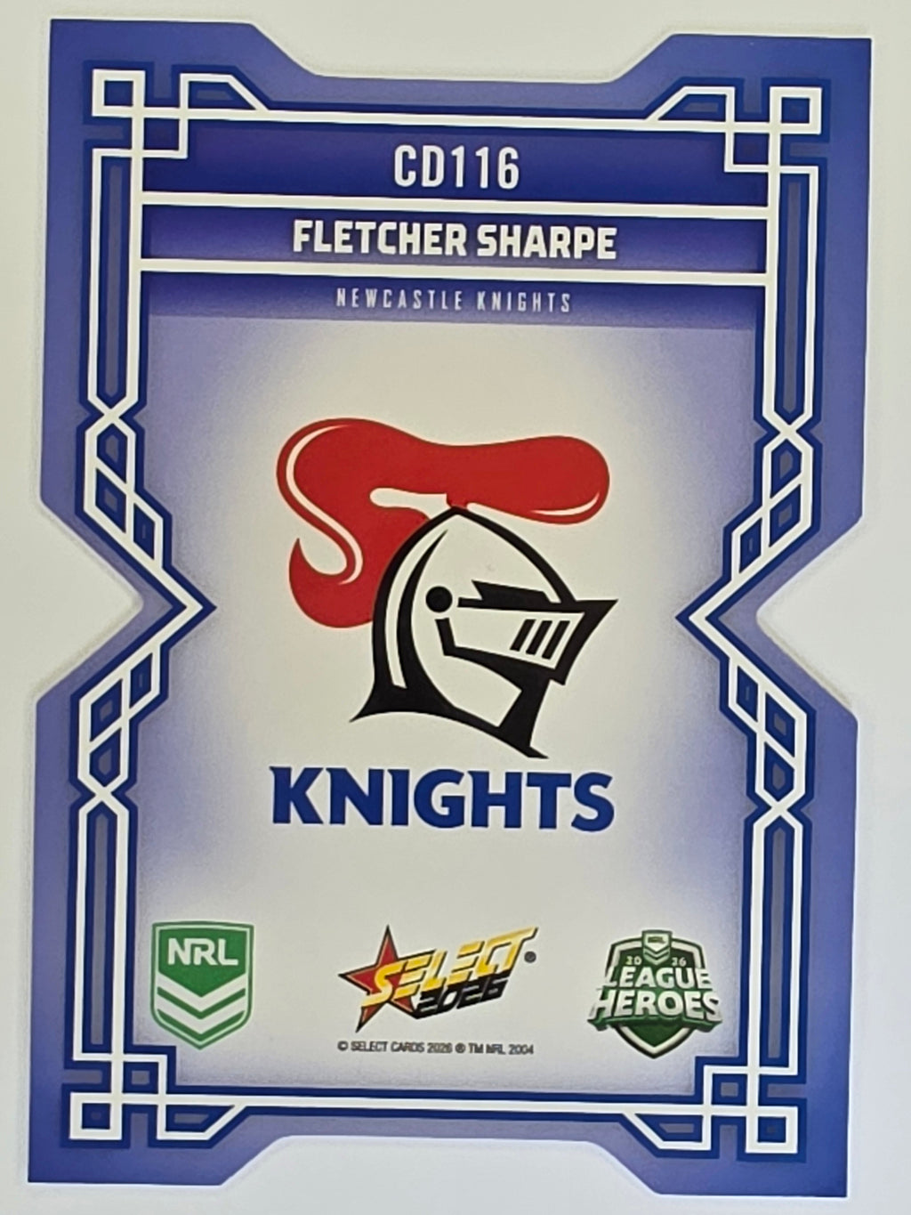 NRL 2026 League Heroes | Colours Diecut | #CD116 | Fletcher Sharpe | Newcastle Knights