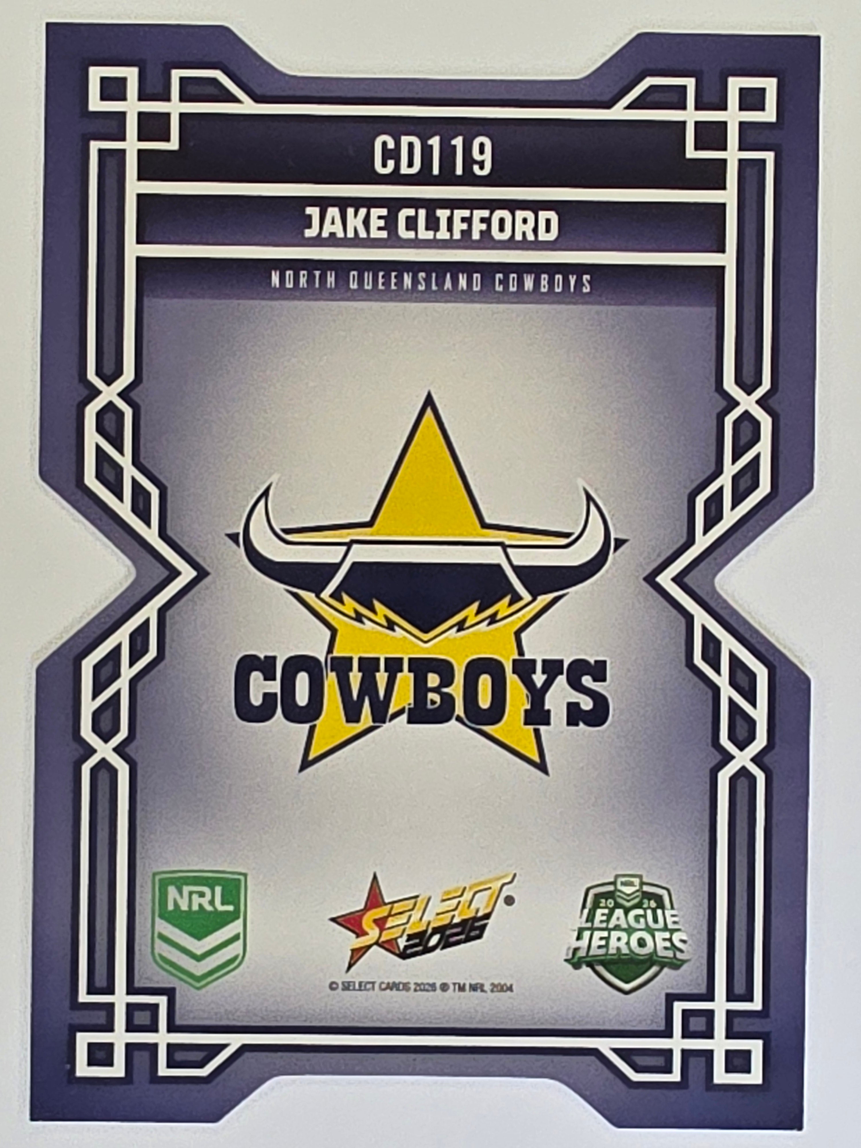 NRL 2026 League Heroes | Colours Diecut | #CD119 | Jake Clifford | North Queensland Cowboys