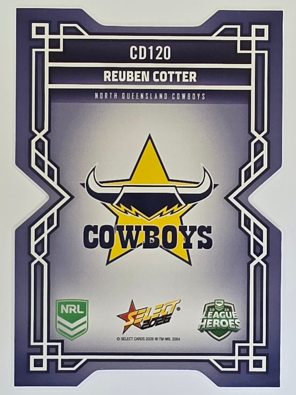 NRL 2026 League Heroes | Colours Diecut | #CD120 | Reuben Cotter | North Queensland Cowboys