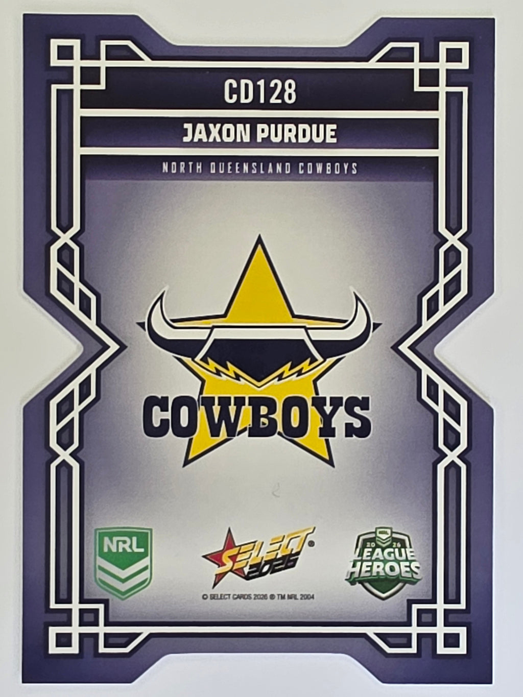 NRL 2026 League Heroes | Colours Diecut | #CD128 | Jaxon Purdue | North Queensland Cowboys